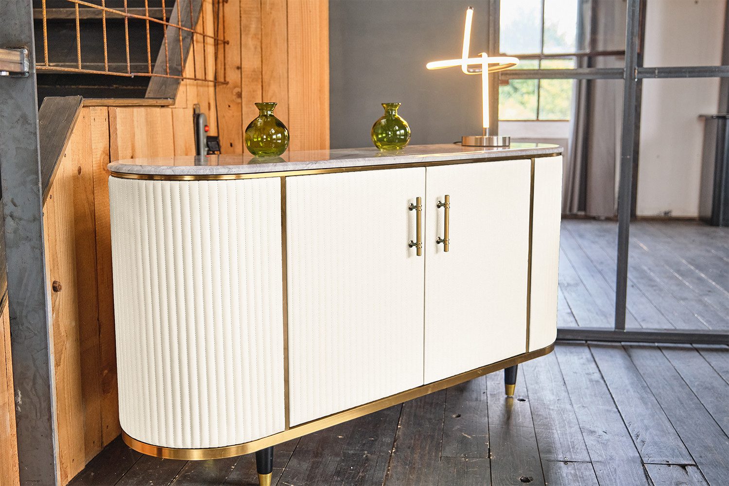 KAWOLA Sideboard MARIA, Marmorplatte Kunstleder verschiedene Farben