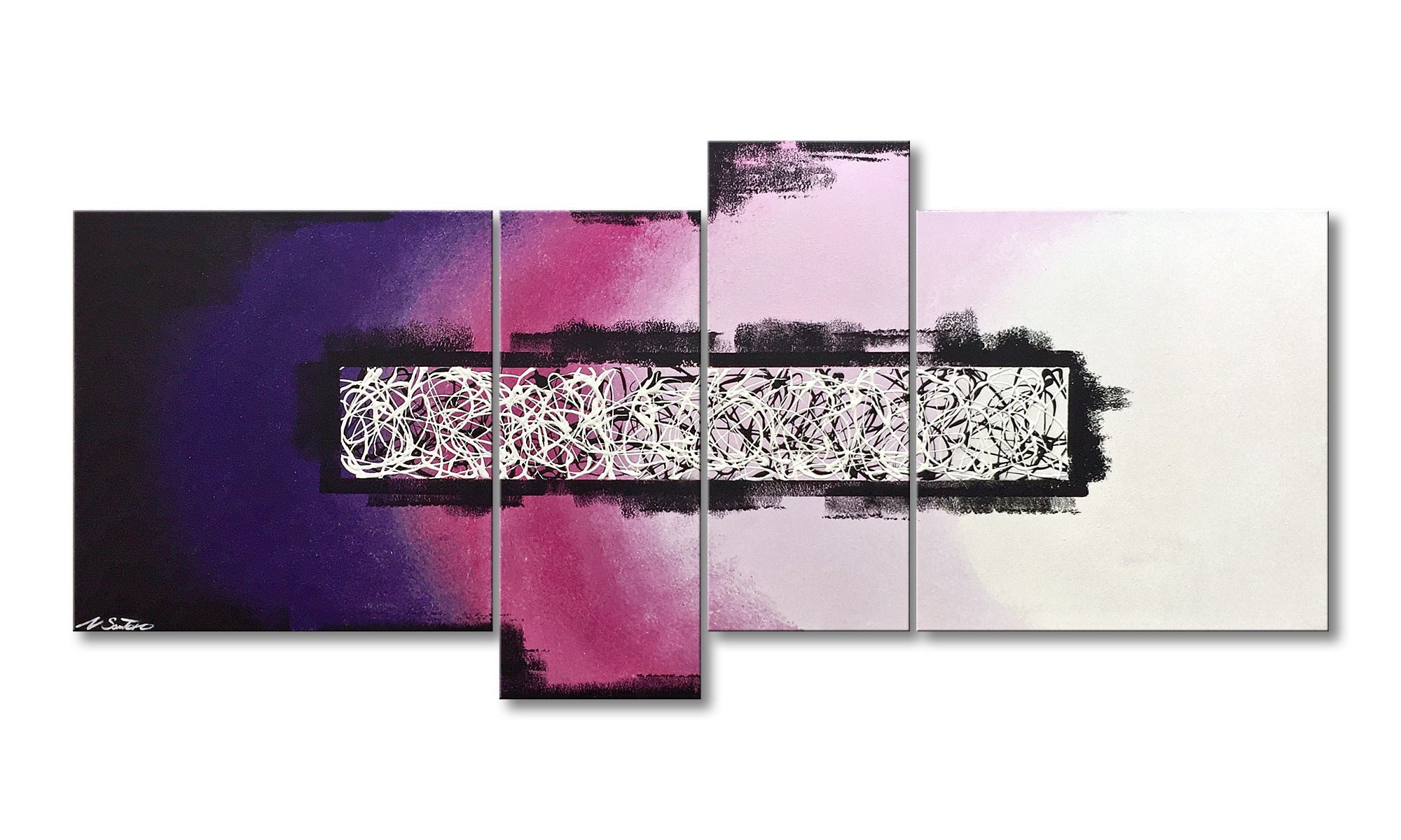 WandbilderXXL Gemälde Purple Connection 180 x 80 cm, Abstraktes Gemälde, handgemaltes Unikat