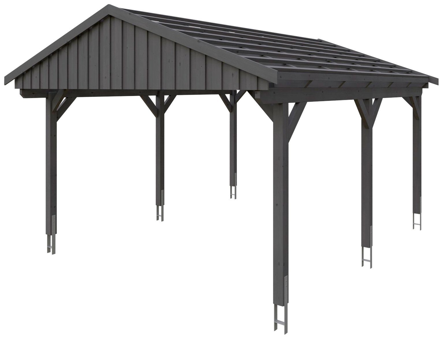 Skanholz Einzelcarport Fichtelberg, BxT: cm Einfahrtshöhe, 423x566 mit Dachlattung 379 cm