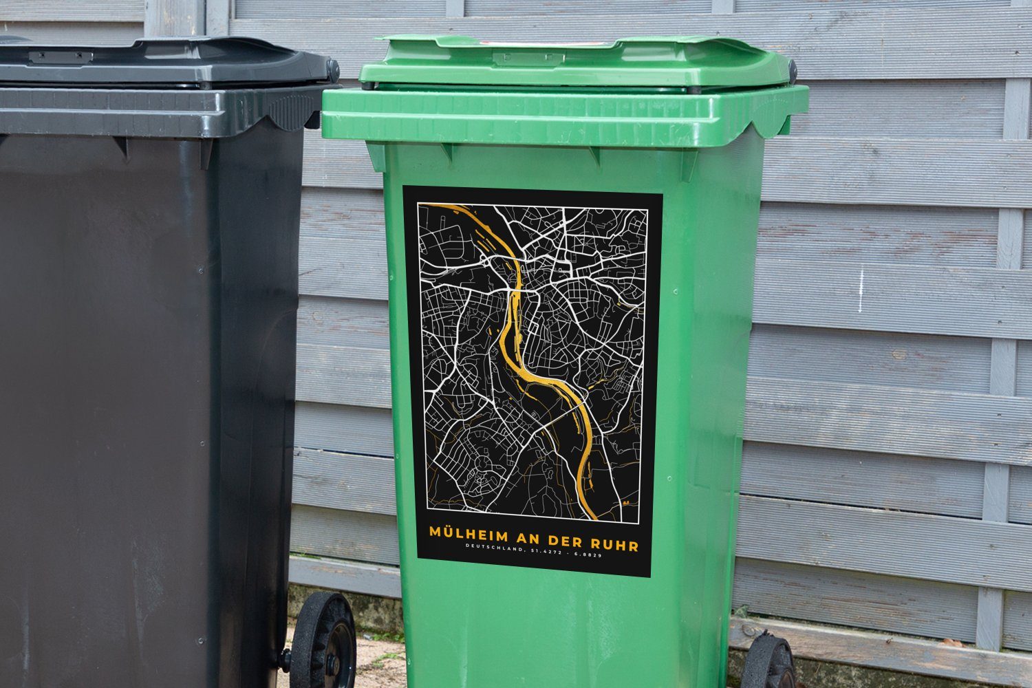 Ruhr an - - - MuchoWow (1 Gold Karte Mülheim St), Sticker, Deutschland - der Mülltonne, Container, Wandsticker Stadtplan Abfalbehälter Mülleimer-aufkleber,