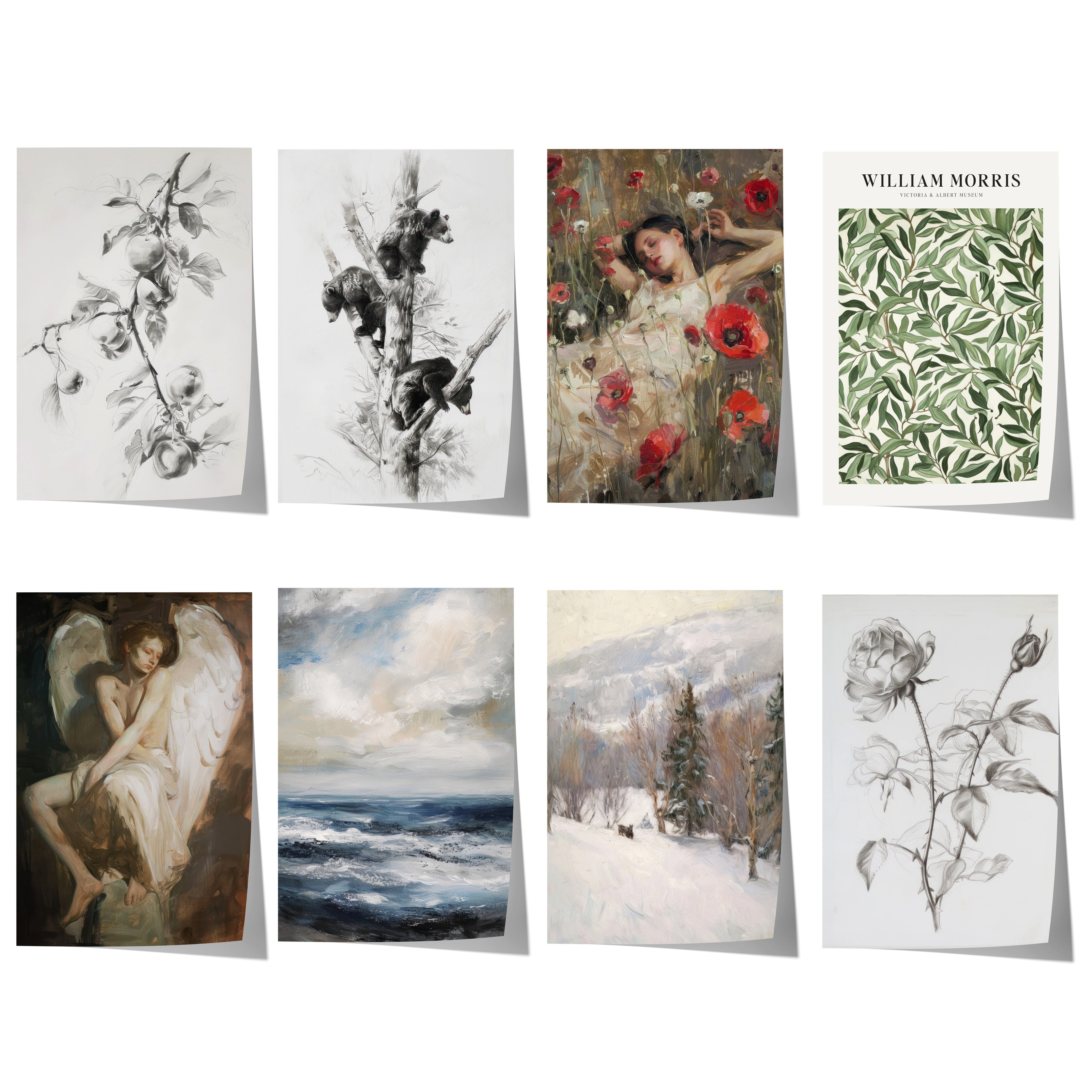 JUSTGOODMOOD Poster Moderne Vintage Kunst Geschenkidee Botanik Tierwelt Landschaft Romanti, F (1 St)