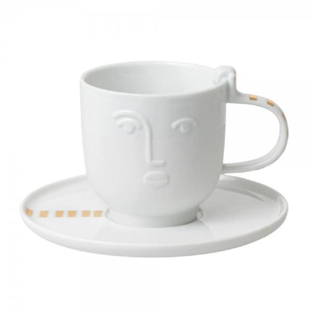 Räder Tasse Design Tasse mit Untertasse Tischgestalten Calda Weiß (2-teilig)
