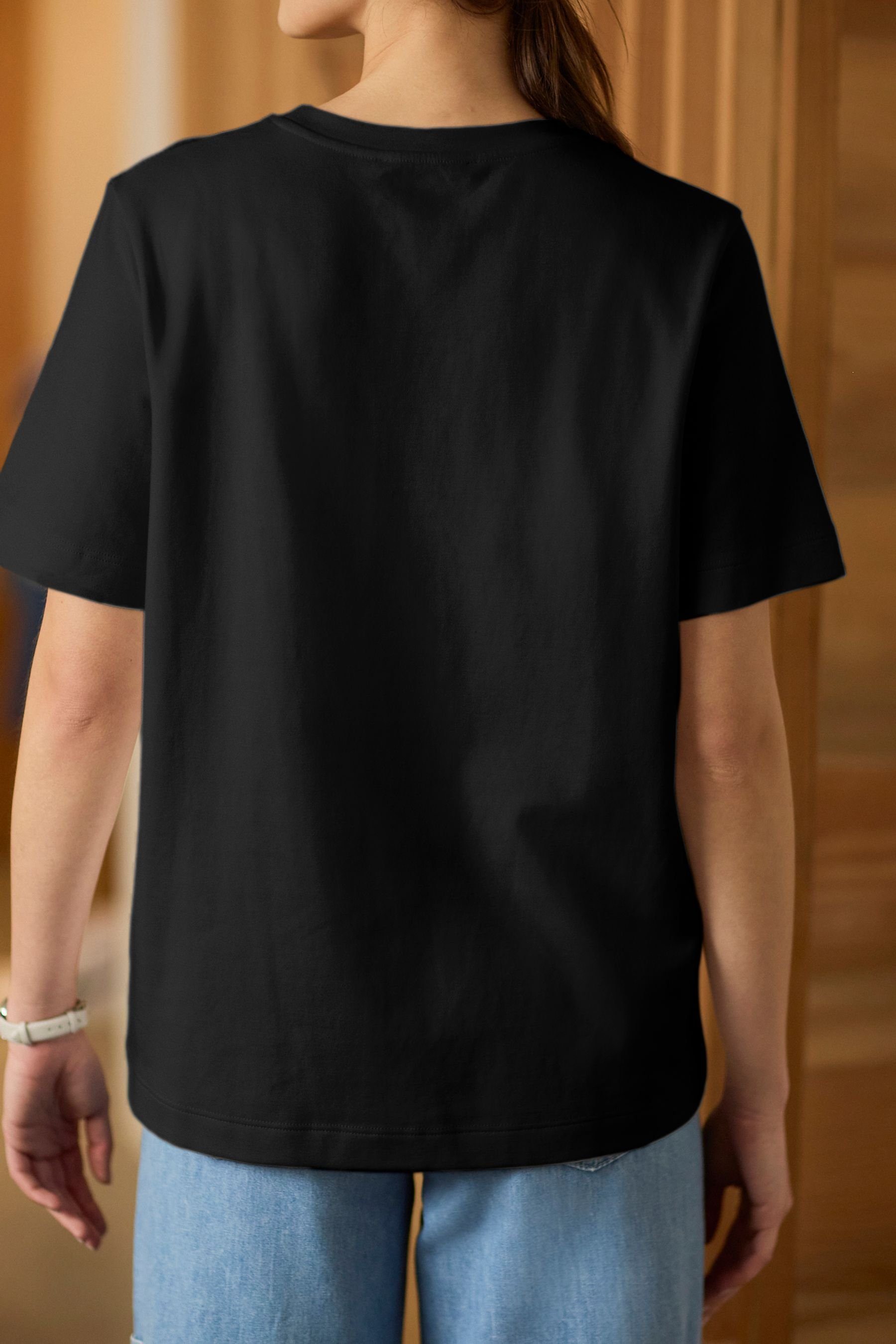 mit T-Shirt Black Next (1-tlg) Rundhalsausschnitt T-Shirt Schweres