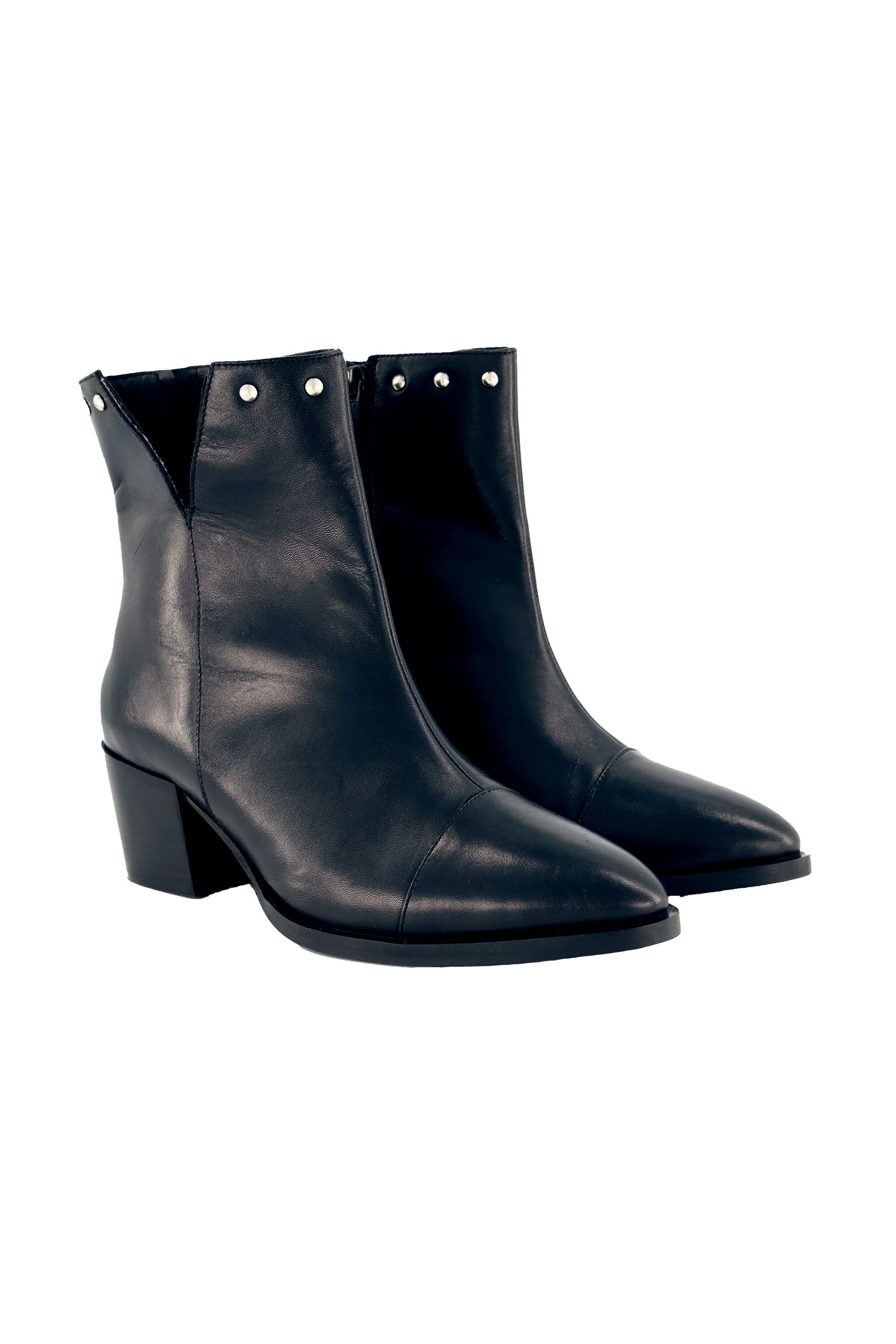Ulla Popken Leder-Stiefeletten Ziernieten Wechselfußbett Stiefel günstig online kaufen
