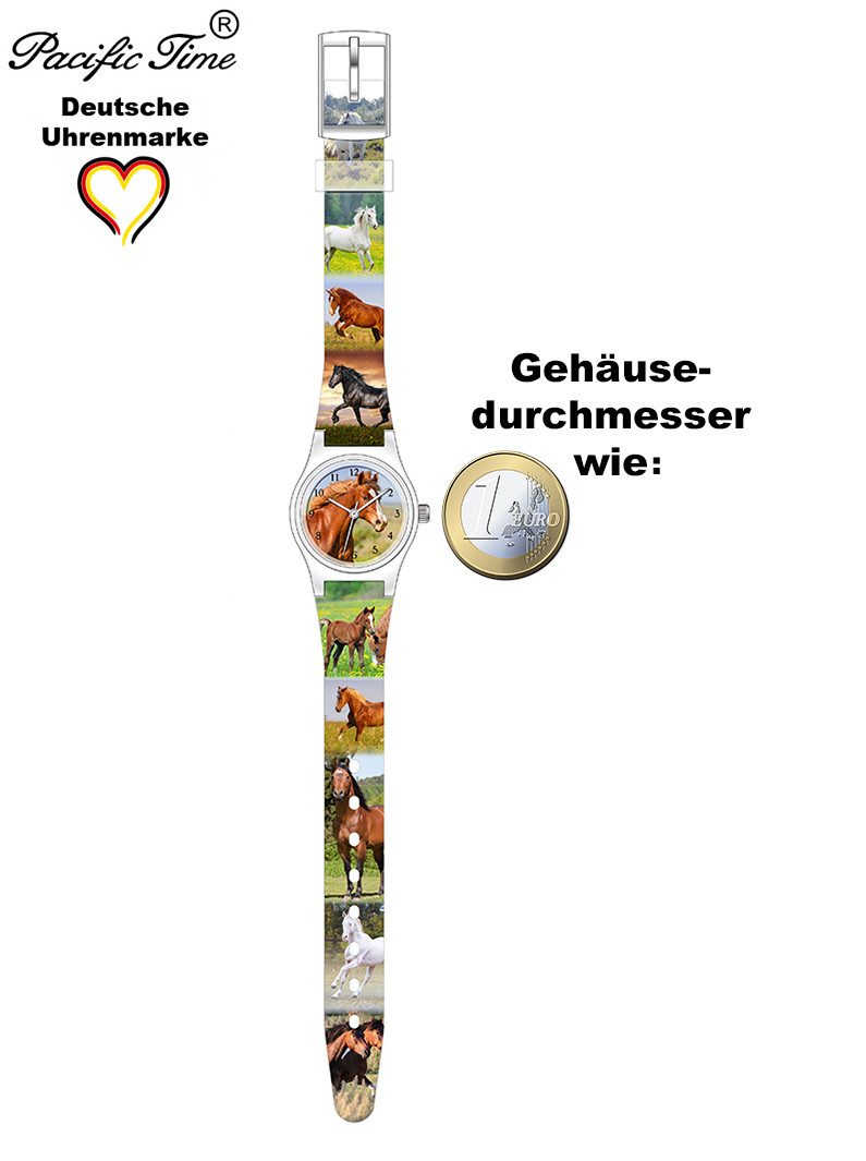 Pacific Time Quarzuhr Kinder Armbanduhr Motivuhr Pferd Kunststoff Pferdeuhr, kostenloser Versand