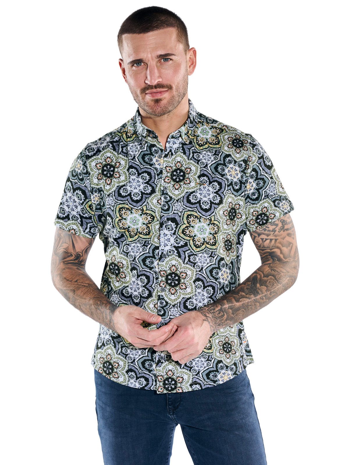 emilio adani Kurzarmhemd Herren Kurzarmhemd aus Jersey-Material, Mehrfarbig