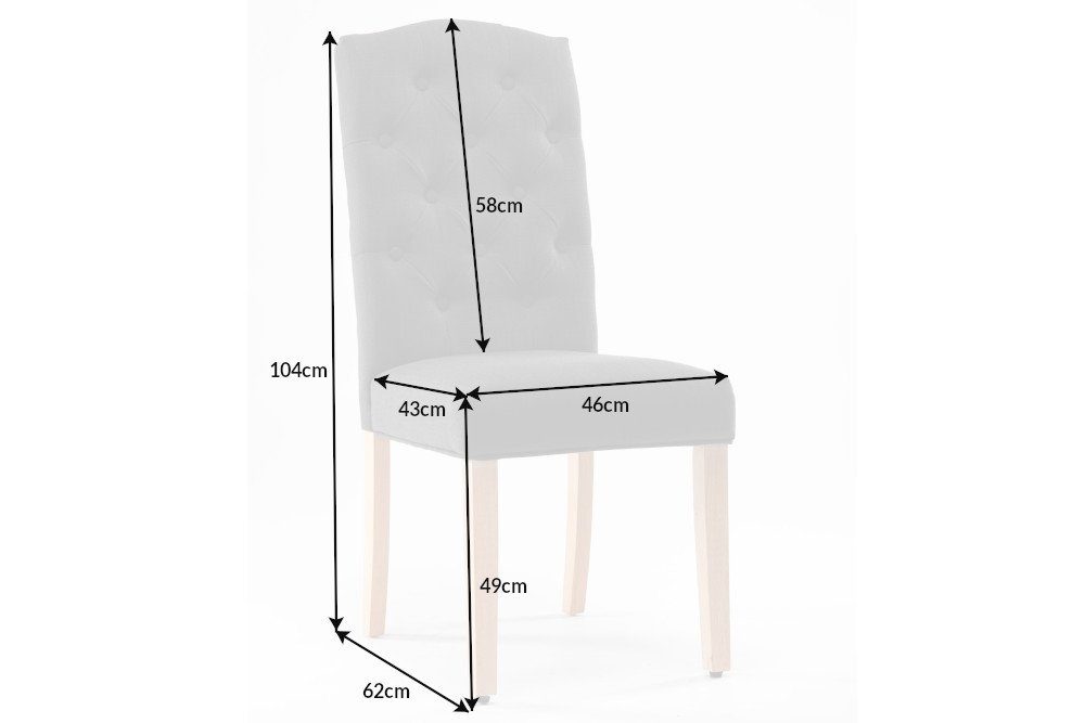 riess-ambiente Polsterstuhl · 1 grau · Landhausstil Massivholz St), · Esszimmer (Einzelartikel, Stoff CASTLE