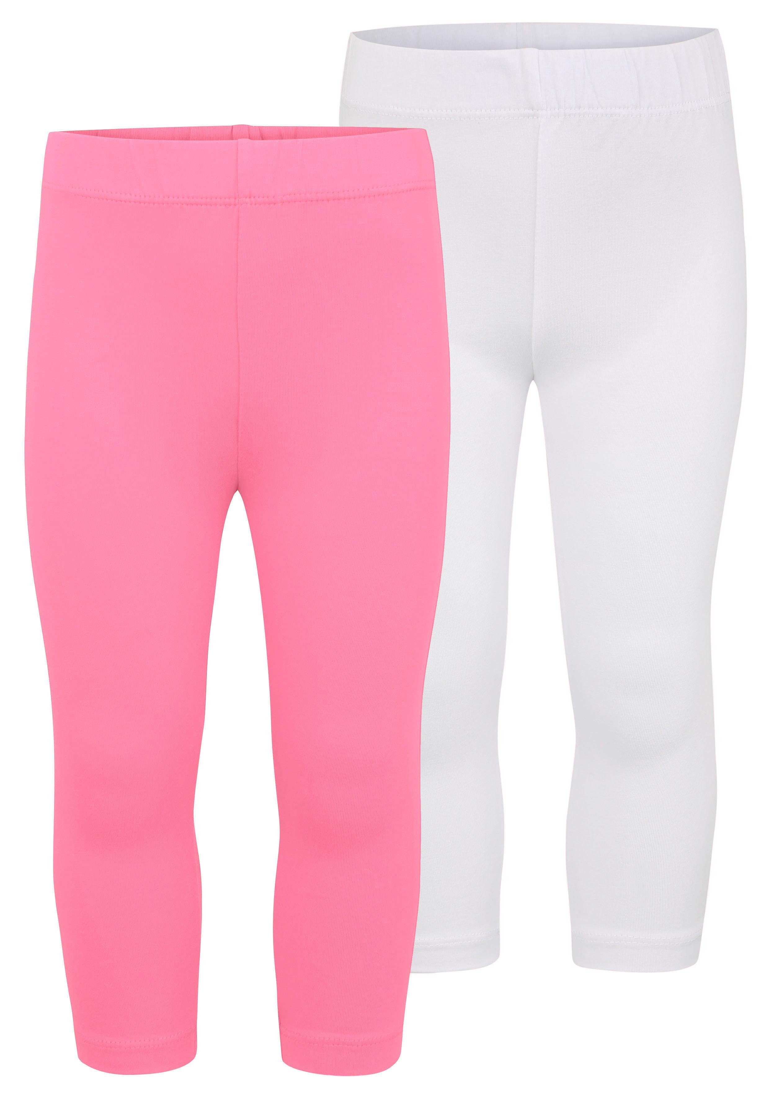 KIDSWORLD Leggings (2er-Pack) in 3/4 Länge rosa, weiß | Leggings