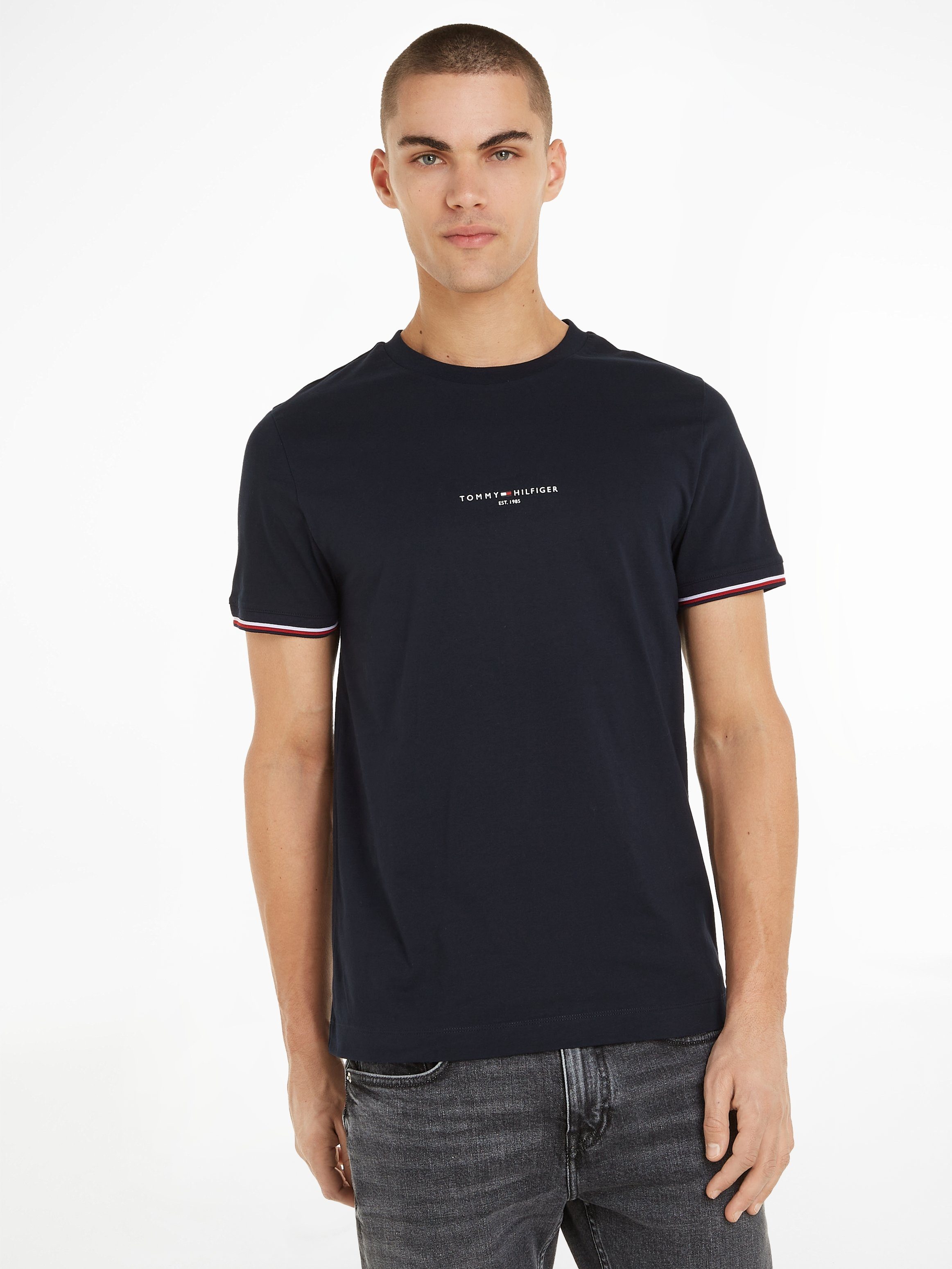 Tommy Hilfiger T-Shirt TOMMY LOGO TIPPED TEE Desert Sky | T-Shirts