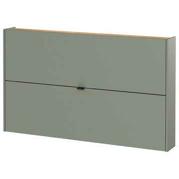 Lomadox Garderoben-Set ABERDEEN-01, (Spar-Set, 2-St), Schuhschrank und Spiegel, grün mit Eiche, ideal für schmale Flure
