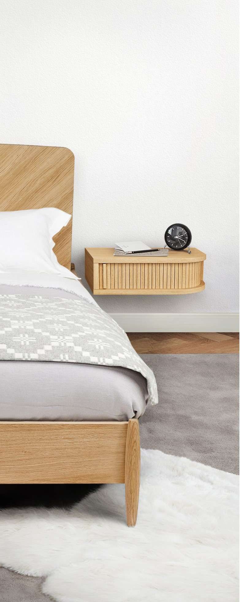 Woodman Nachttisch Farsta, in 3 Farben, mit Tambourschiebetüren, mit Eichenholz furniert, FSC®