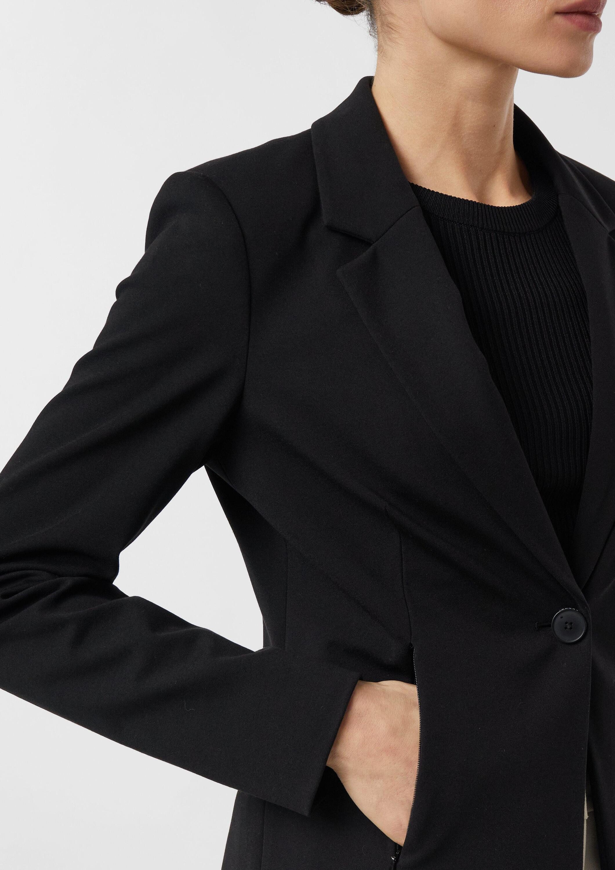 comma Jackenblazer Indoor-Blazer Taillierter Blazer aus weichem Jersey mit Reißverschlusstaschen