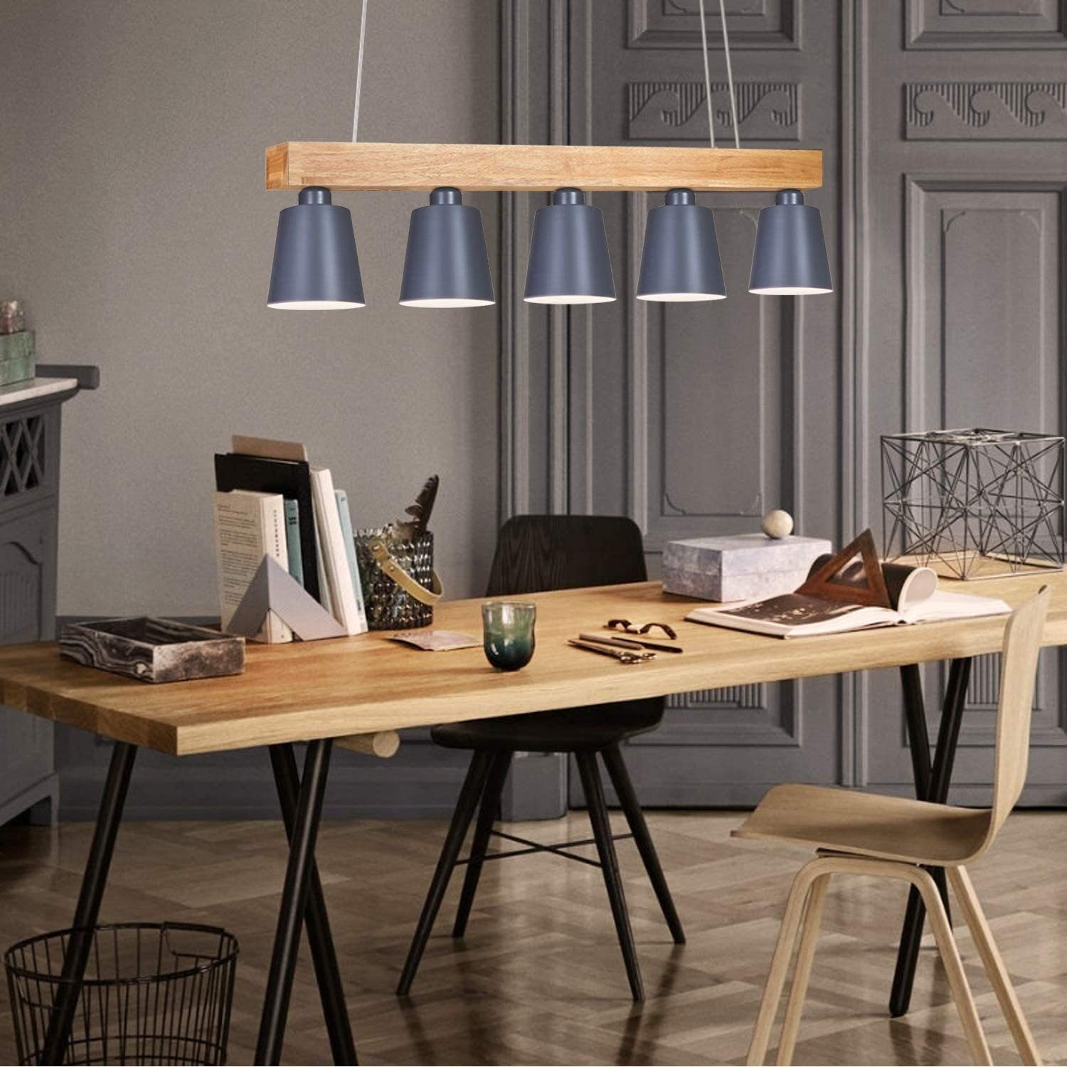 Zmh Pendelleuchte Hangeleuchte Retro Esstisch 5 Flammig Holz Und Metall E27 Pendellampe Hangelampe Fur Esszimmer Online Kaufen Otto