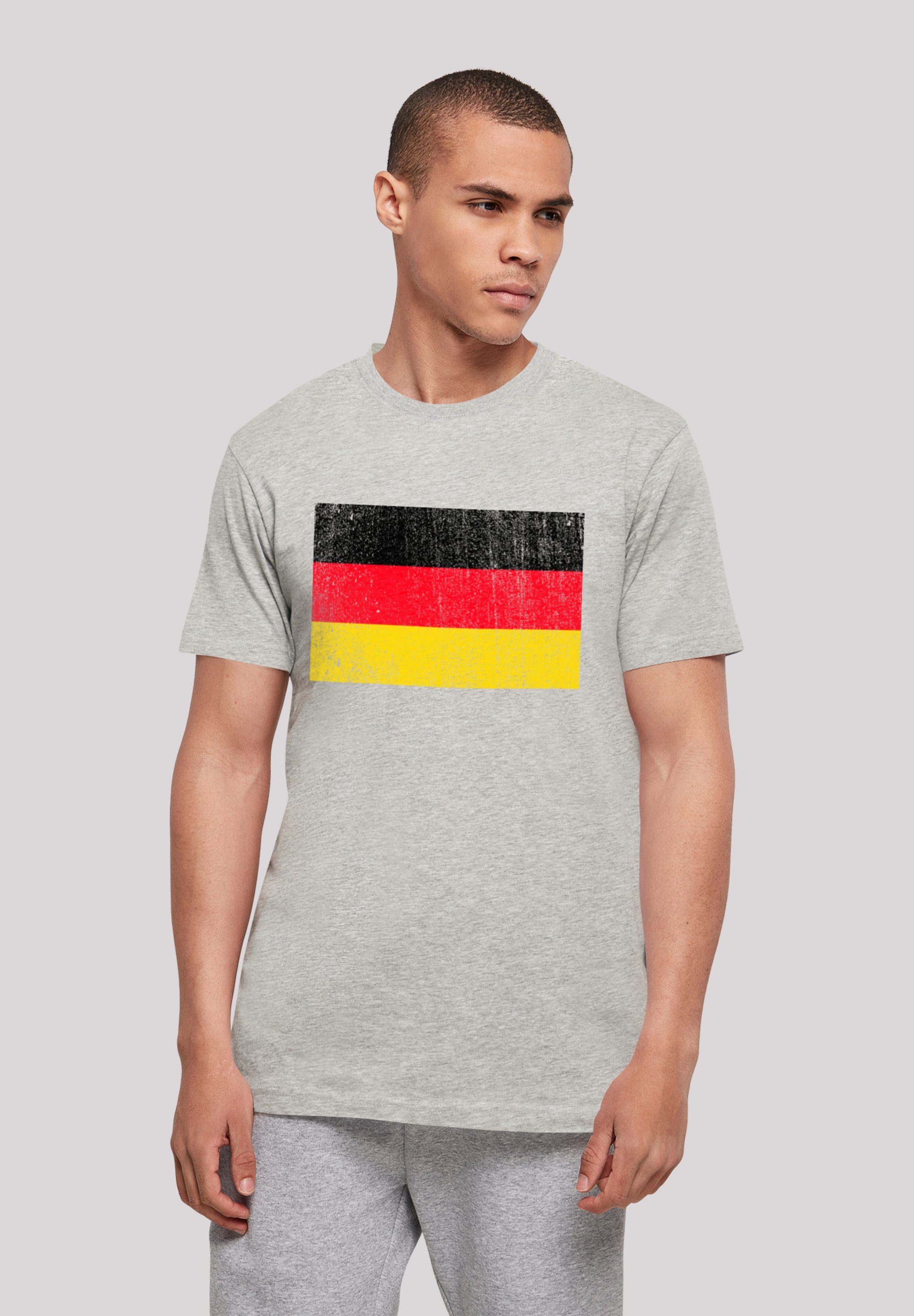 F4NT4STIC T-Shirt Deutschland Flagge Germany distressed Print heather grey