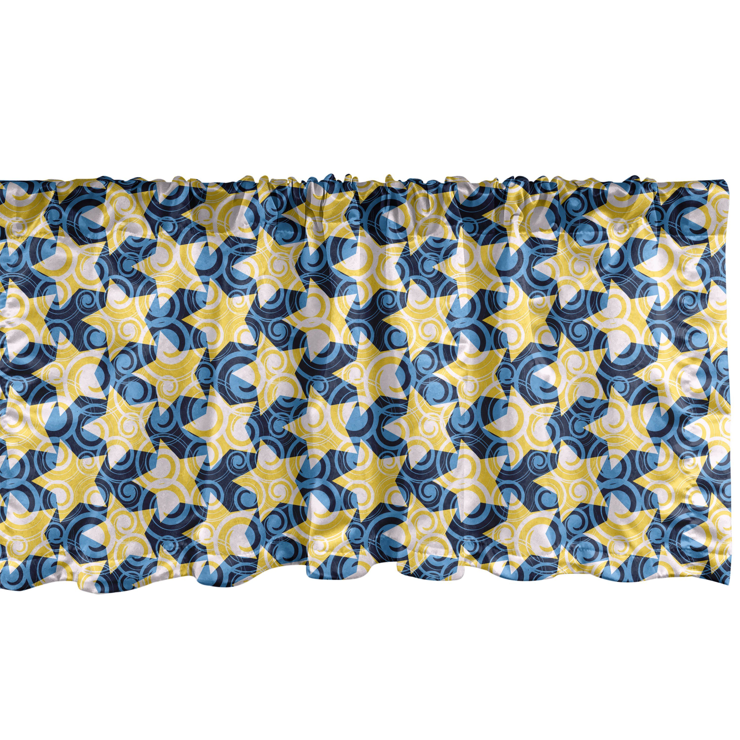 Scheibengardine Vorhang Volant für Küche Schlafzimmer Dekor mit Stangentasche, Abakuhaus, Microfaser, Sterne Skurril Wirbel und Stern