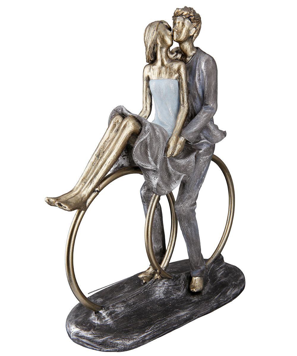 GILDE Dekoobjekt 37449 – Paar auf Ringen – Hochzeitsskulptur aus Kunstharz – 20 × 25 cm