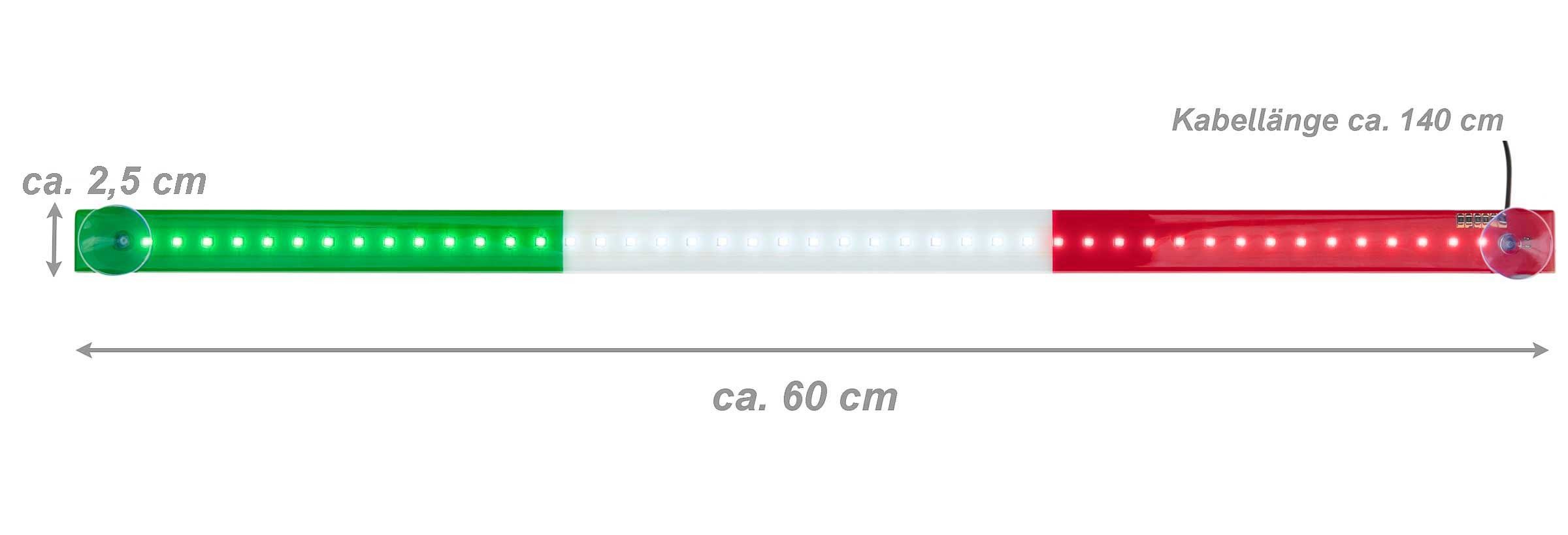All Ride LED Lichtleiste LKW LED-Lichtleiste in grün, weiß, rot, Fahrerhausbeleuchtung, LED fest integriert, weiß, LKW LED Innenleuchte in den italienischen Nationalfarben