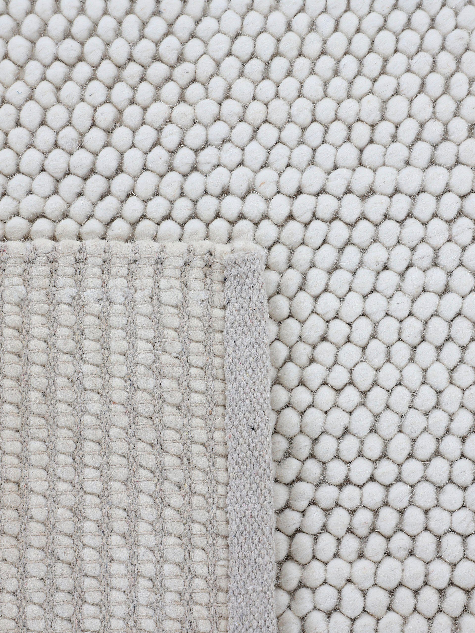 Wolle handgewebt, Handweb 70% Teppich carpetfine, beige Höhe: Teppich, mm, Uni Farben, meliert, Calo, rechteckig, 16
