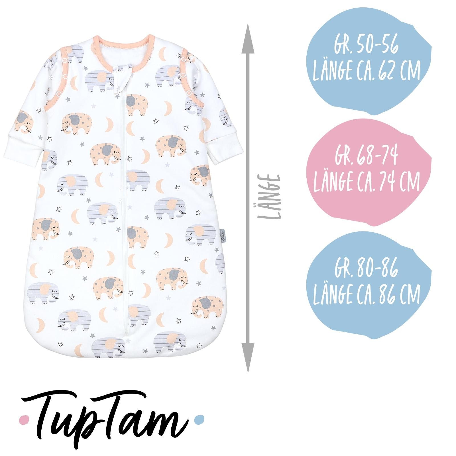 TupTam Babyschlafsack 2.5 TOG Ganzjahresschlafsack mit abnehmbaren Ärmeln