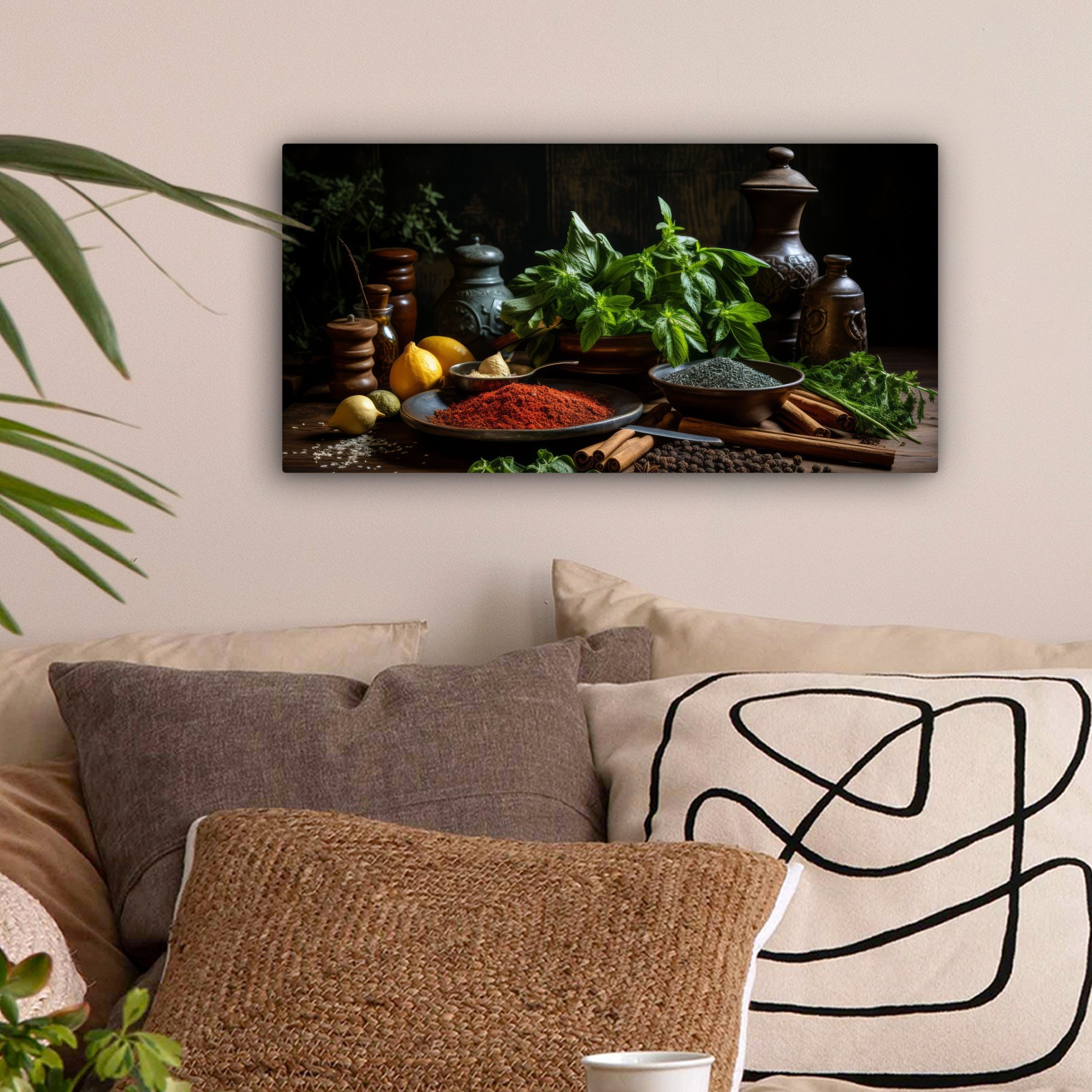 OneMillionCanvasses® Leinwandbild Panorama Kräuter - Stilleben günstig online kaufen