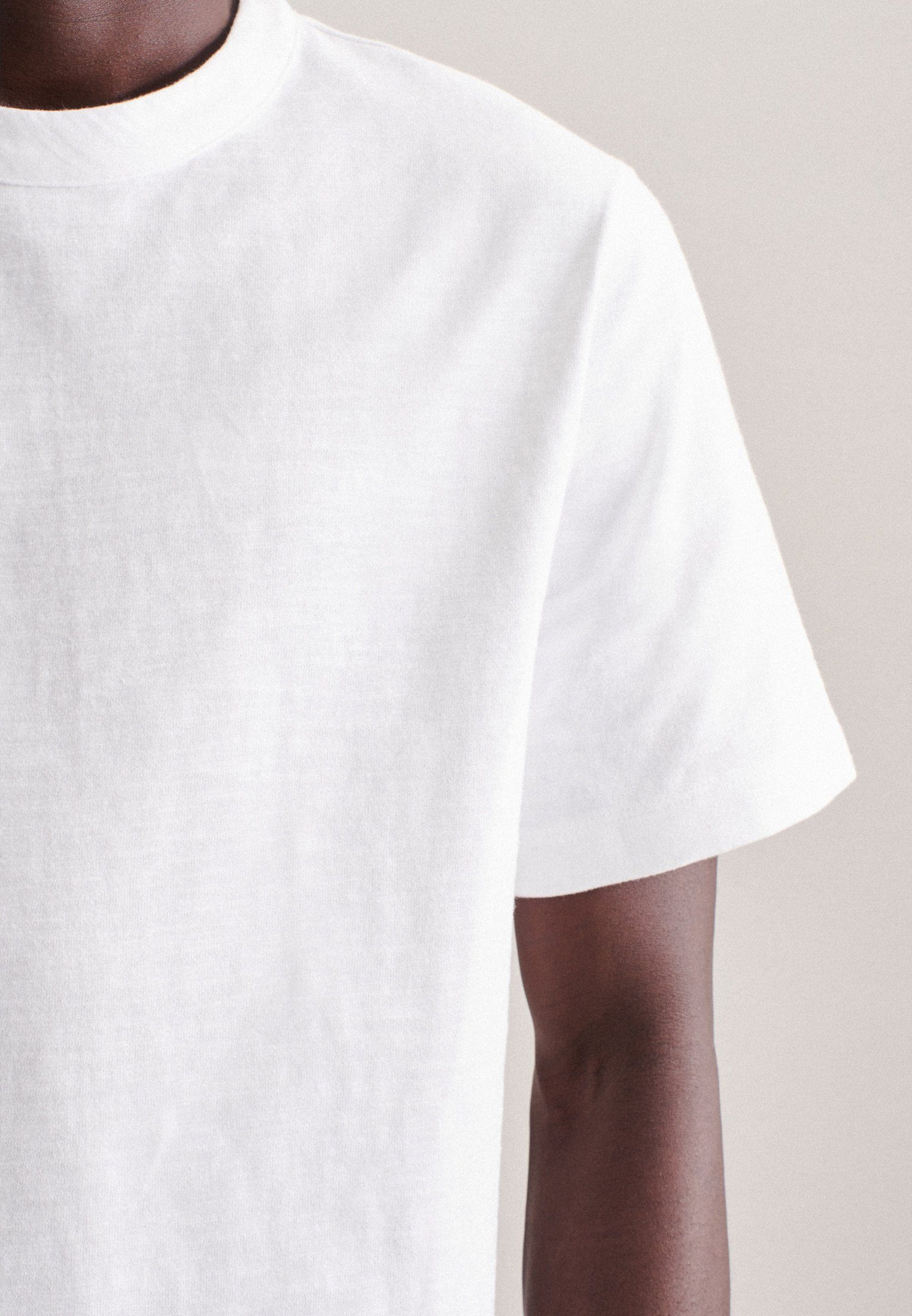 Weiß Regular Uni seidensticker Rundhals T-Shirt Kurzarm