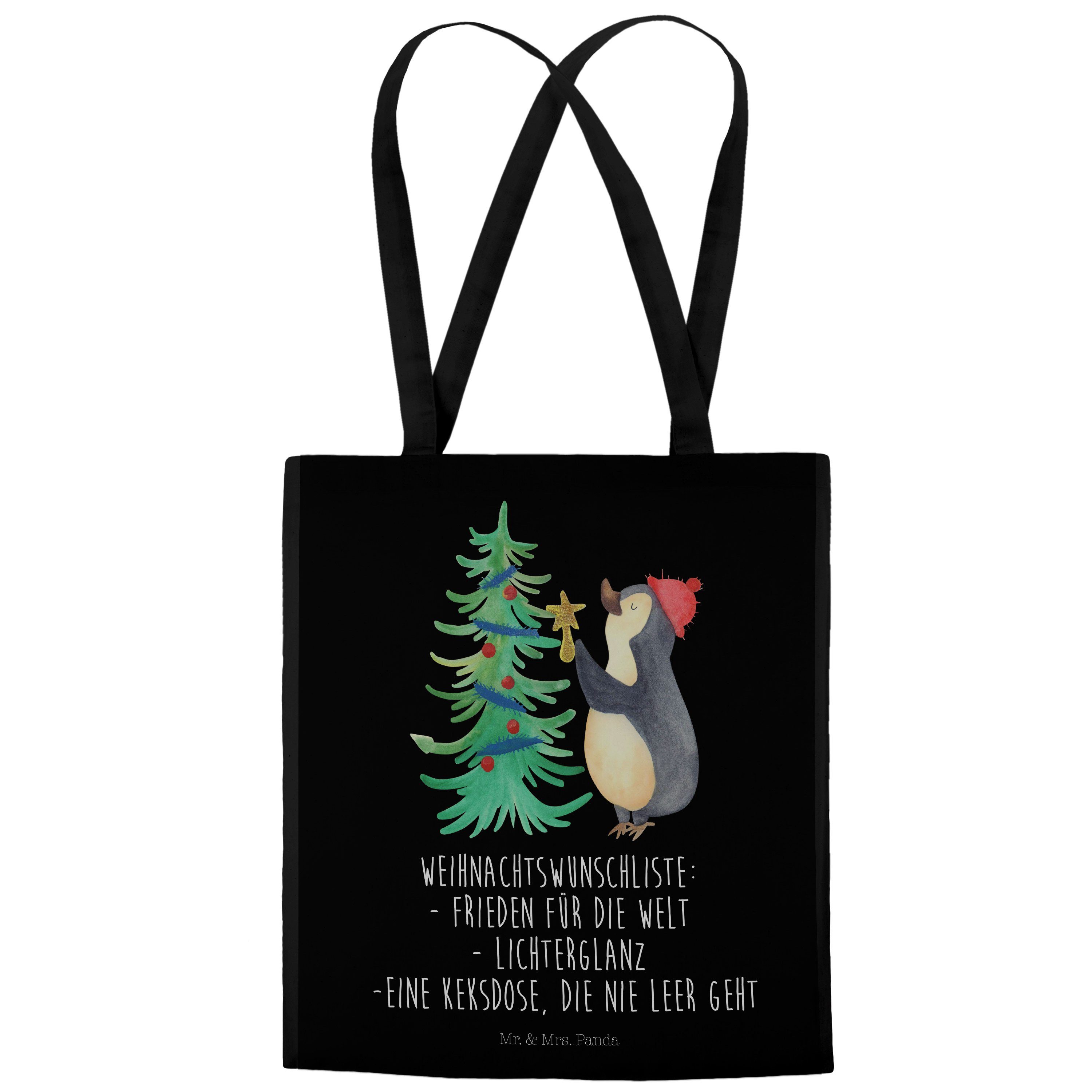 Geschenk, Pinguin (1-tlg) Stoffbeutel Mrs. Mr. - - Weihnachten, Panda Weihnachtsbaum & Tragetasche Schwarz