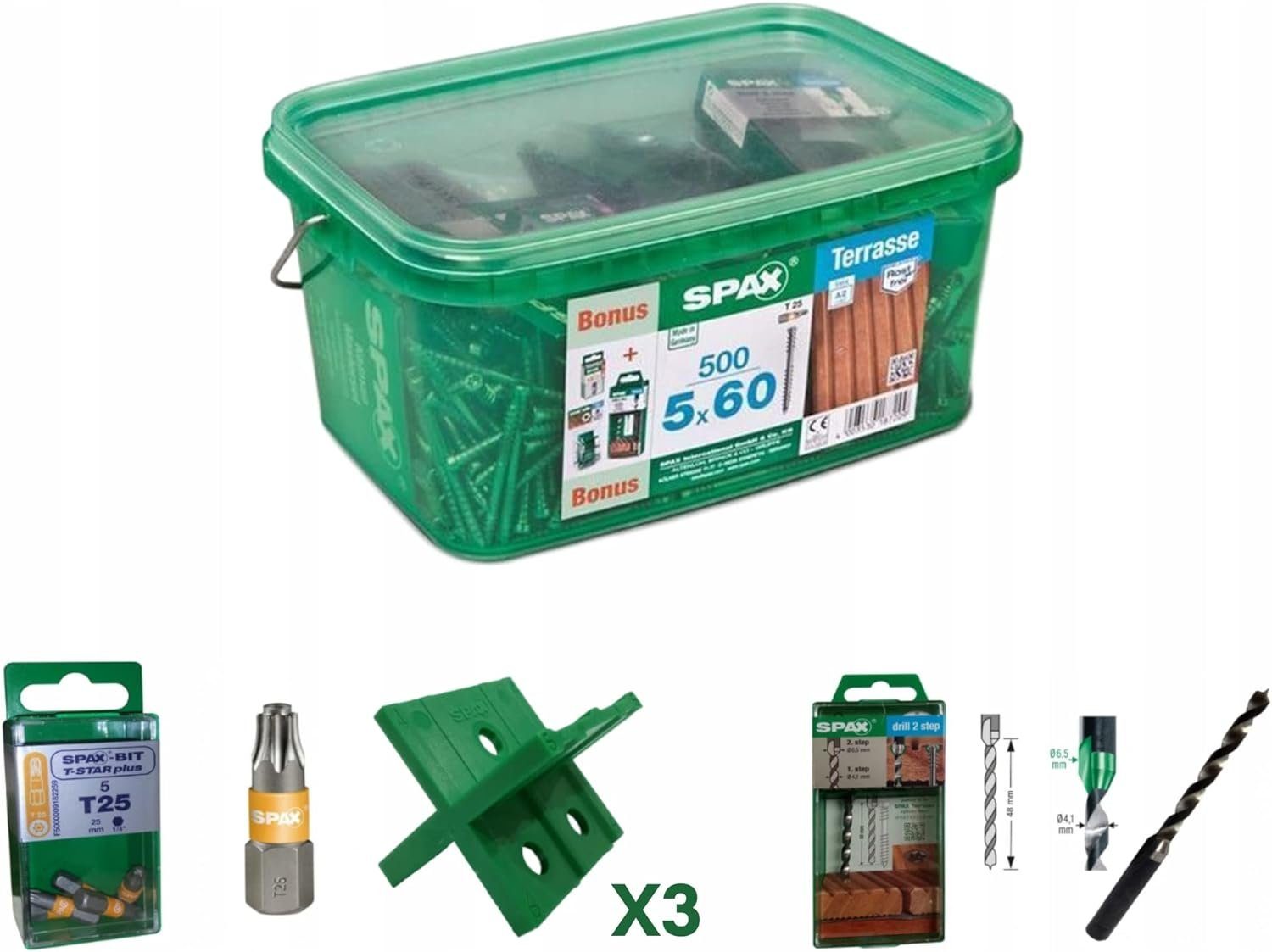 SPAX Schraube Terrassenschraube Bonus Set, (500 St) | Schrauben