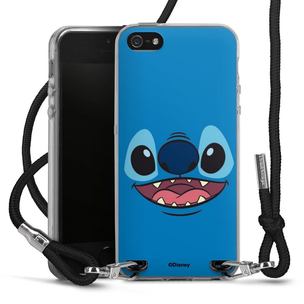 DeinDesign Handyhülle Lilo & Stitch Disney Offizielles Lizenzprodukt Stitch Closeup, Apple iPhone 5 Handykette Hülle mit Band Case zum Umhängen