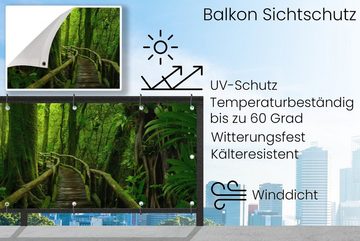 MuchoWow Balkonsichtschutz Dschungel - Brücke - Moos - Natur - Tropisch (1-St) Balkonbanner, Sichtschutz für den Balkon, Robustes und wetterfest