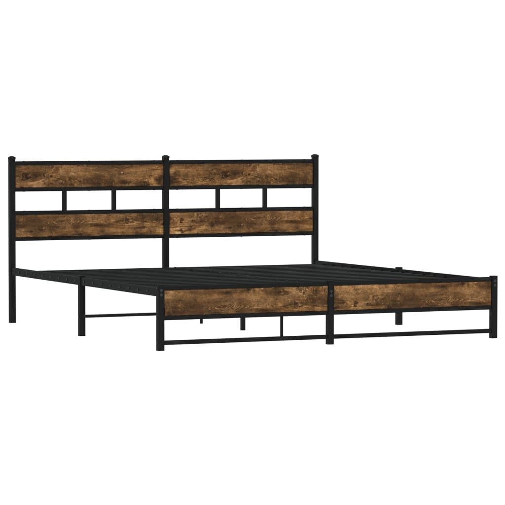 vidaXL Bett Metallbett ohne Matratze Räuchereiche günstig online kaufen