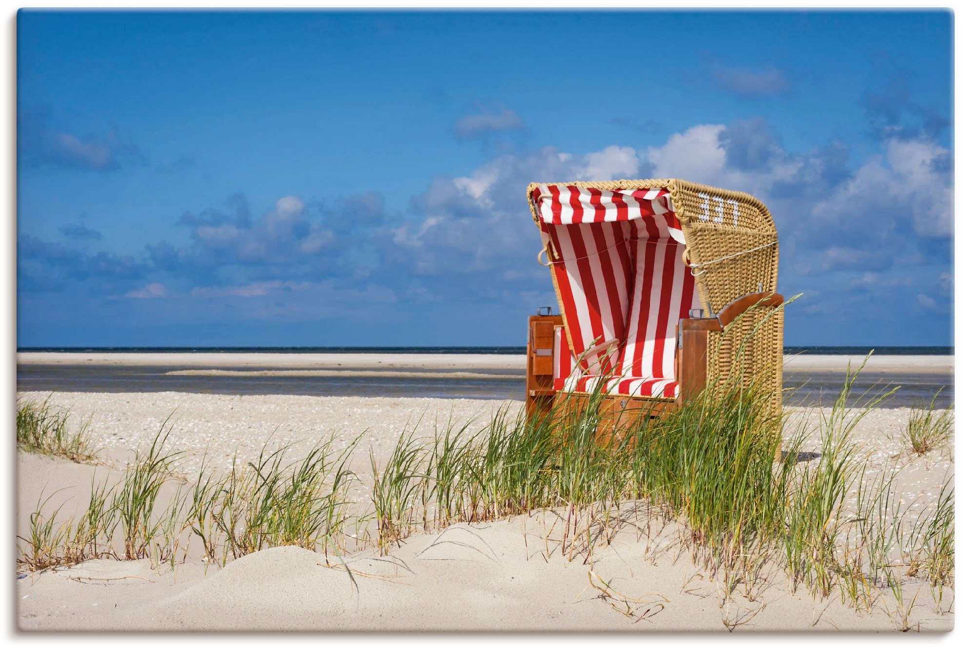 Artland Leinwandbild Strandkorb 337, Strand (1 St), auf Holzrahmen gespannt
