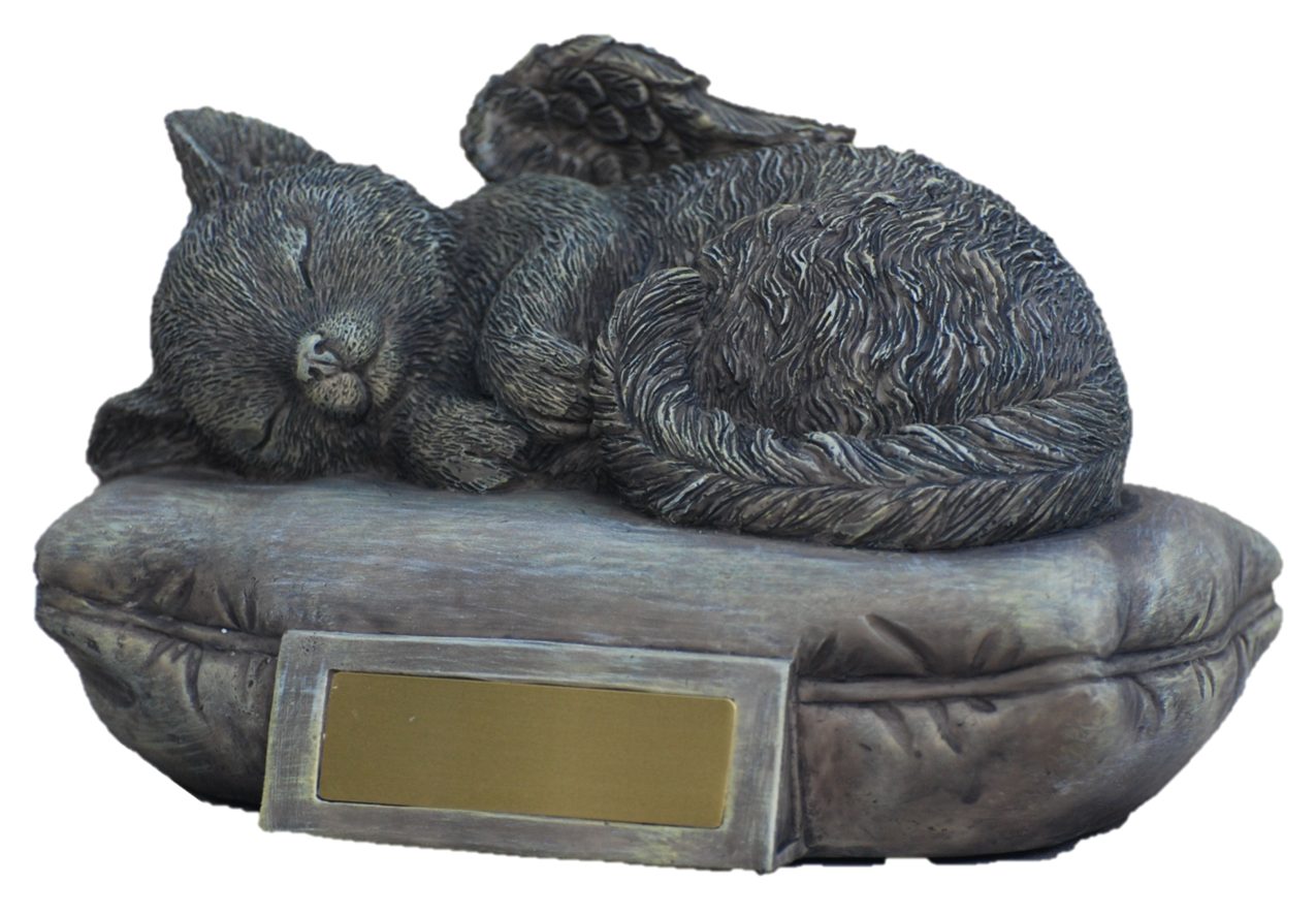 MystiCalls Dekofigur Katzen Urne als Katzen-Engelfigur liegt auf Kissen mit günstig online kaufen