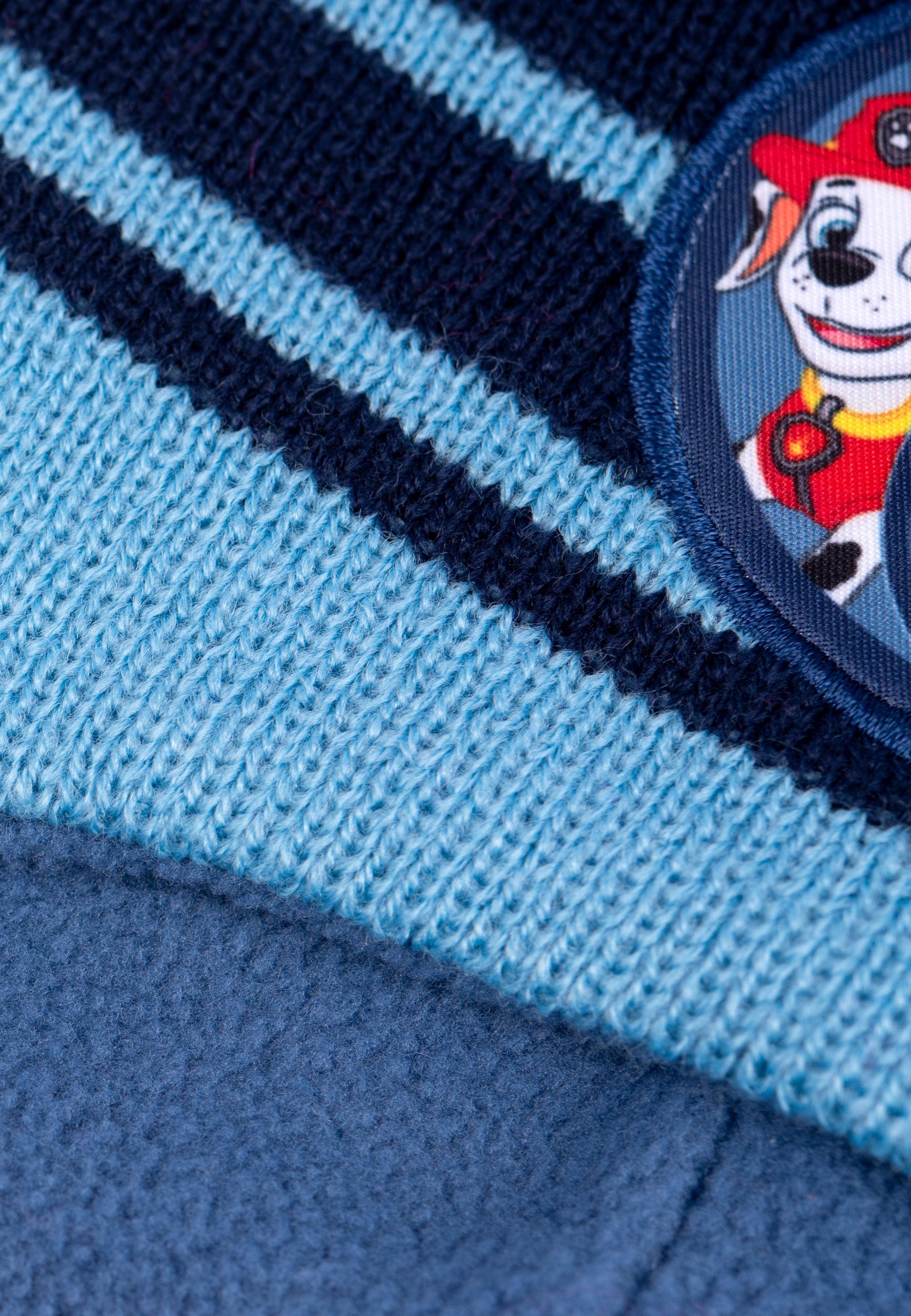 United Labels® Strickmütze Paw Patrol gestreift und mit Bommeln & Patch - Boys