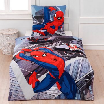 Bettwäsche Spiderman Marvel 135x200 + 80x80 cm, 100 % Baumwolle, MTOnlinehandel, Renforcé, 2 teilig, Jungen Kinderbettwäsche mit Reißverschluss