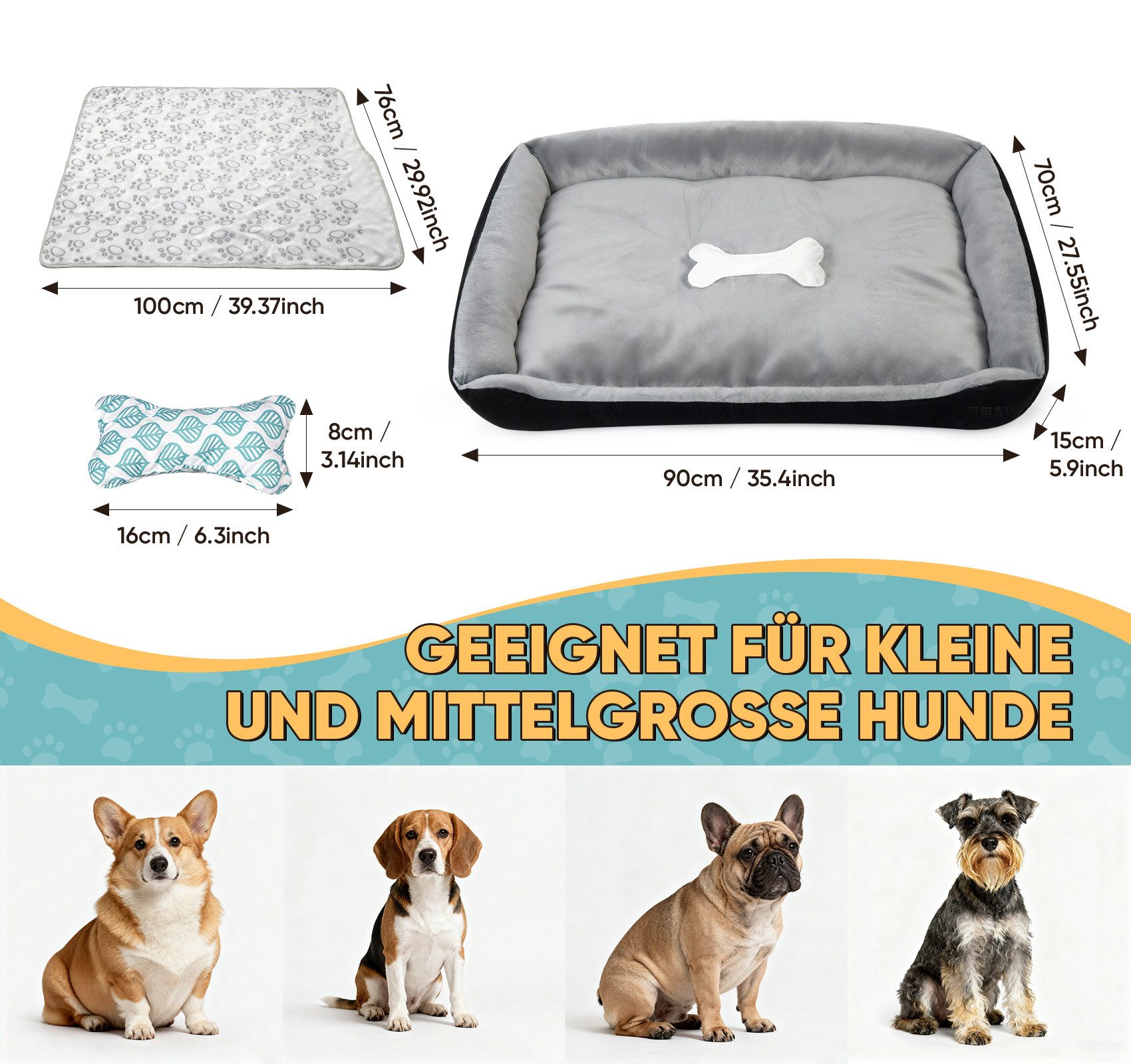 ElitVita Tierbett Hundebett, Hundekorb, mit Decke und Kleines Kissen in Kno günstig online kaufen