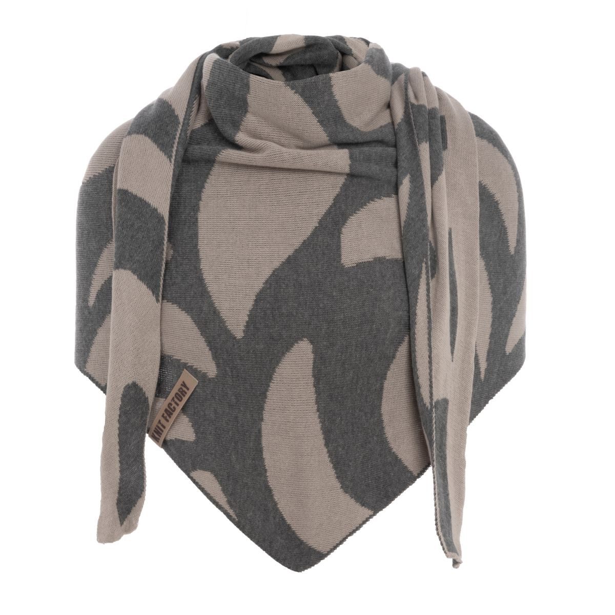 Strickschal Leaf Dreieckstuch Kieselgrau/Med Grey