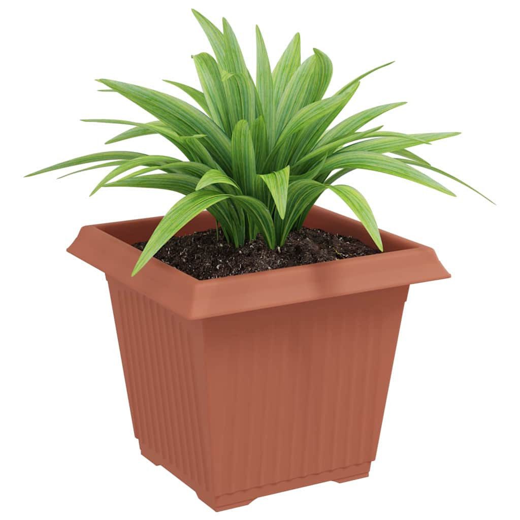 furnicato Blumentopf 20 x 20 x 16 cm Ziegelrot, Blumenkübel mit Entwässerungslöchern und stabilem Rand für den Garten