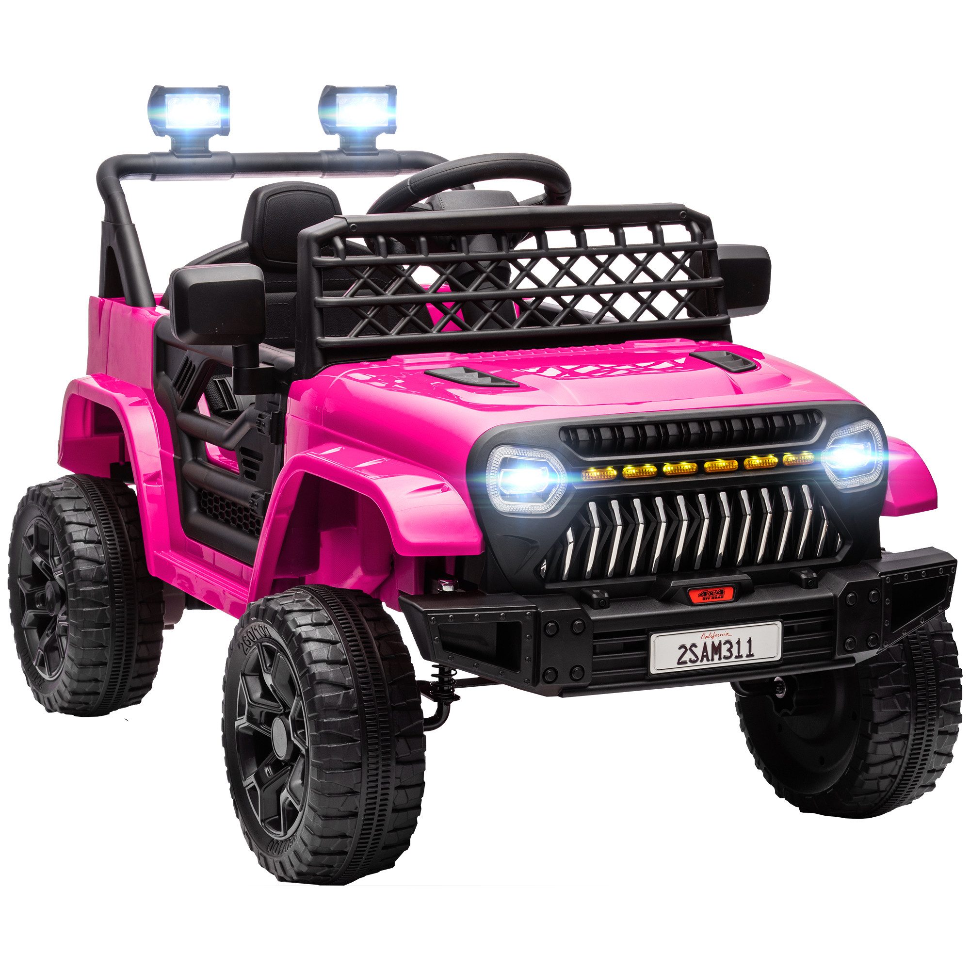 AIYAPLAY Elektro-Kinderauto 12V Elektrisch Kinderfahrzeug mit 2,4 GHz Fernbedienung Hupe, Belastbarkeit 30 kg, (1-tlg), für Kinder 3-8 Jahre, Rosa