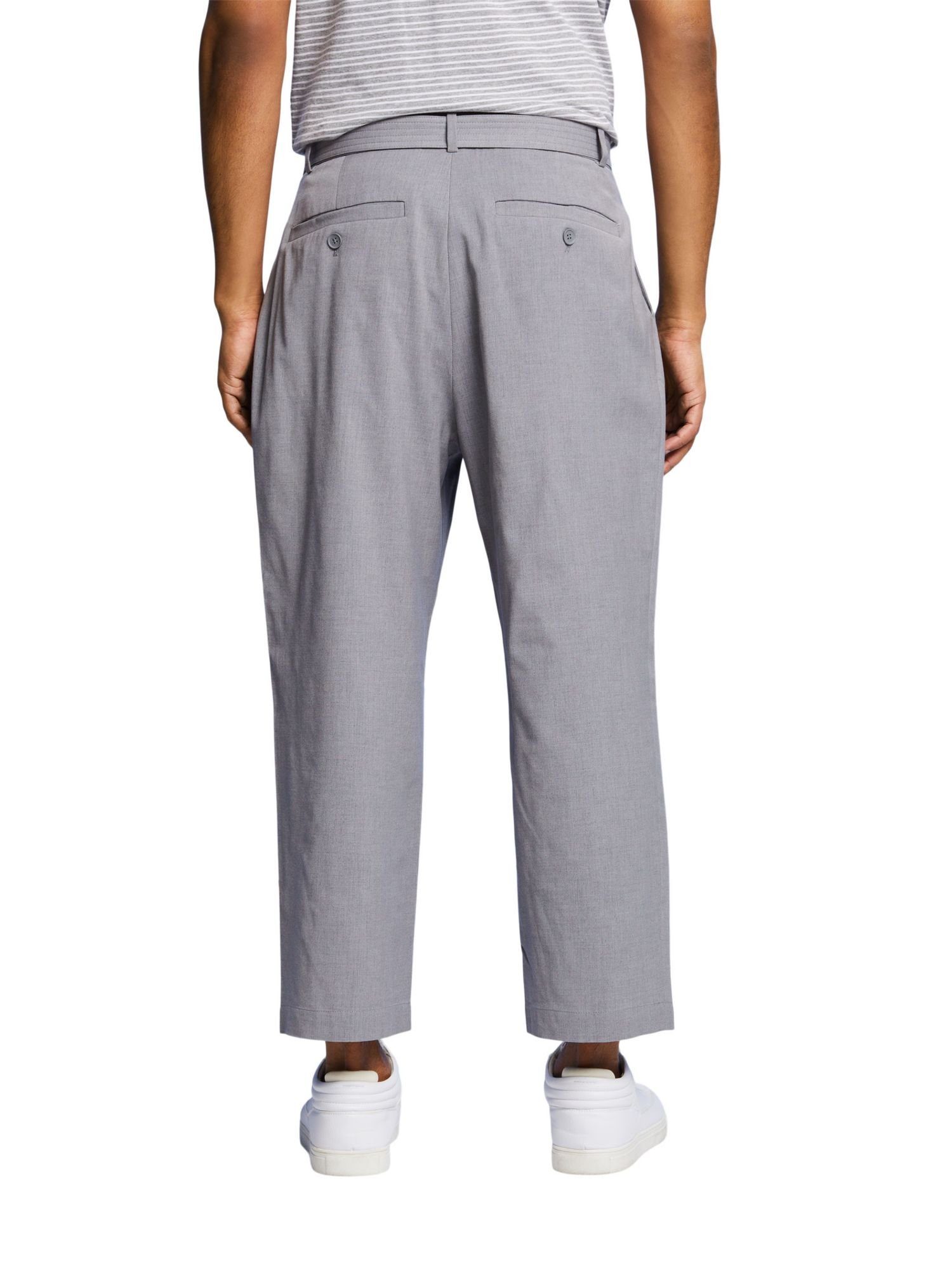 Esprit Collection Anzughose Hose Gürtel, weitem und Wollmix mit GUNMETAL Bein LIGHT