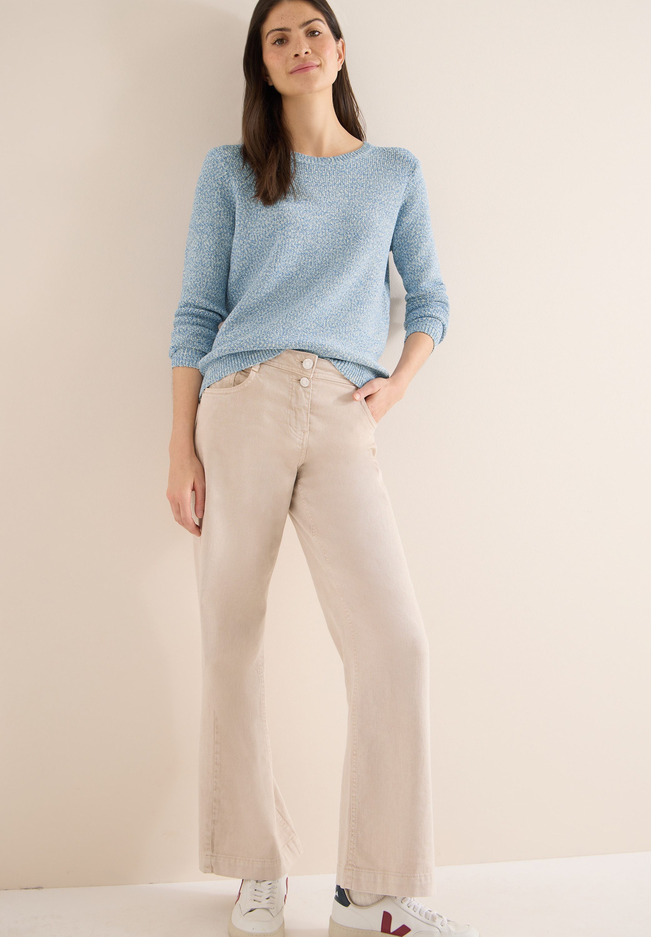 CECIL Strickpullover meliert, mit Rundhals