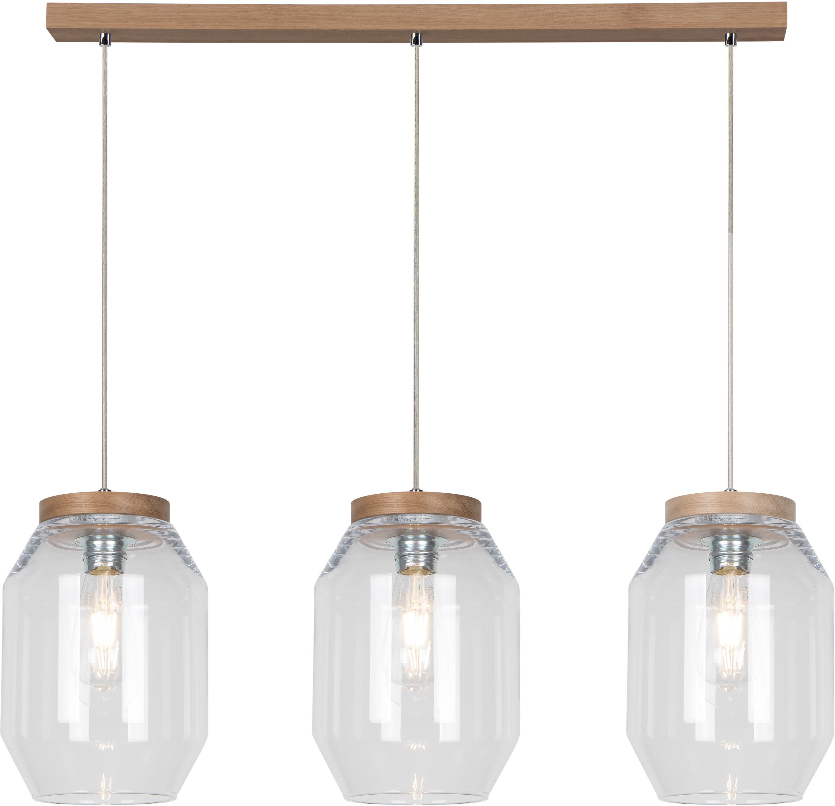 BRITOP LIGHTING Pendelleuchte Vaso, Leuchtmittel wechselbar, aus Glasschirme Kiefernholz, Nachhaltig, Hochwertige Naturprodukt