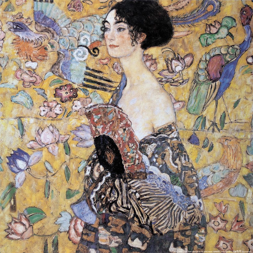 Poster Gustav Klimt Kunstdruck Bild - Dame Mit Fächer, 1917-18 (40 x 40 cm)
