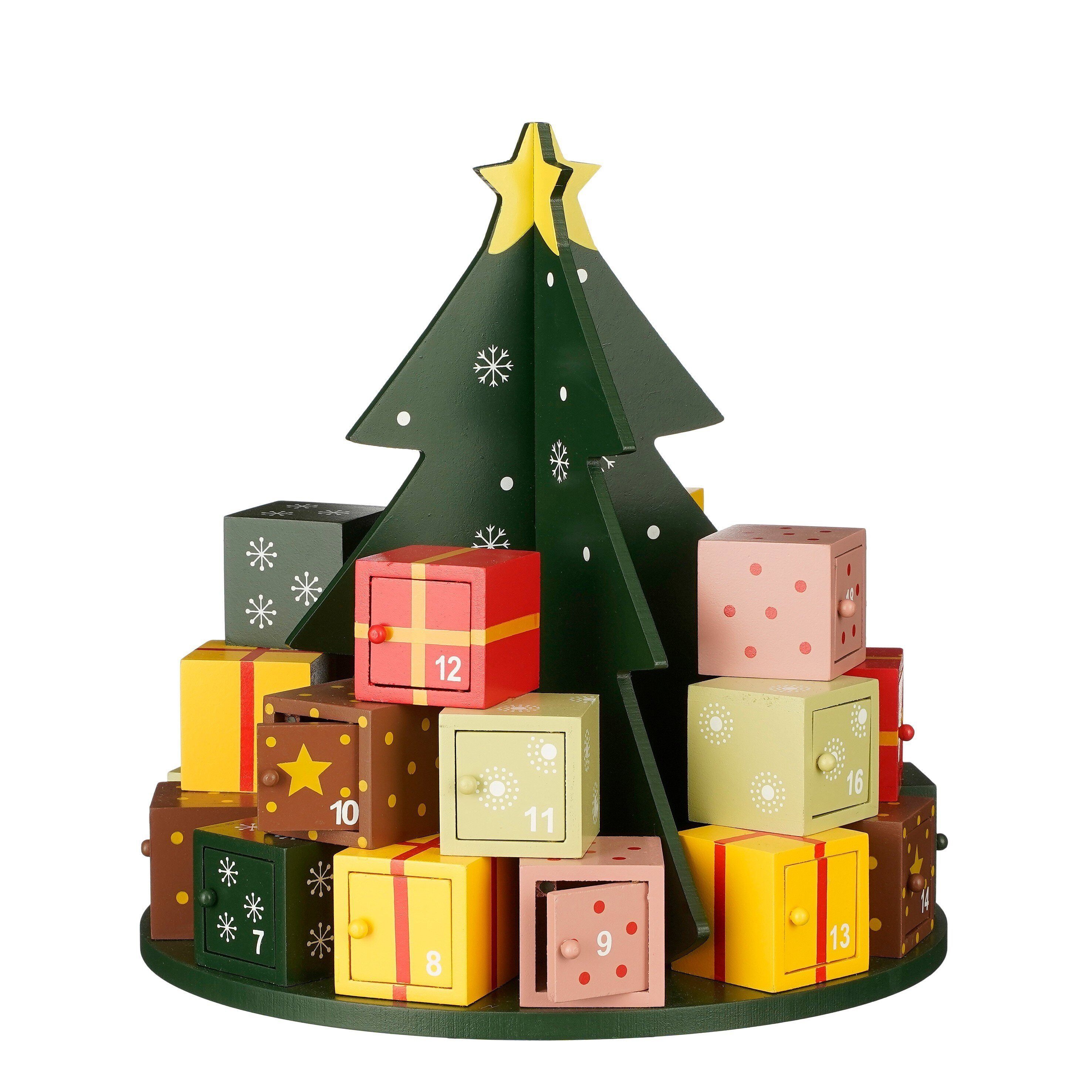 Mica Decorations Adventskalender Mica Decorations Dekoration Baum gruen FSC 100% - h30xd27,5cm