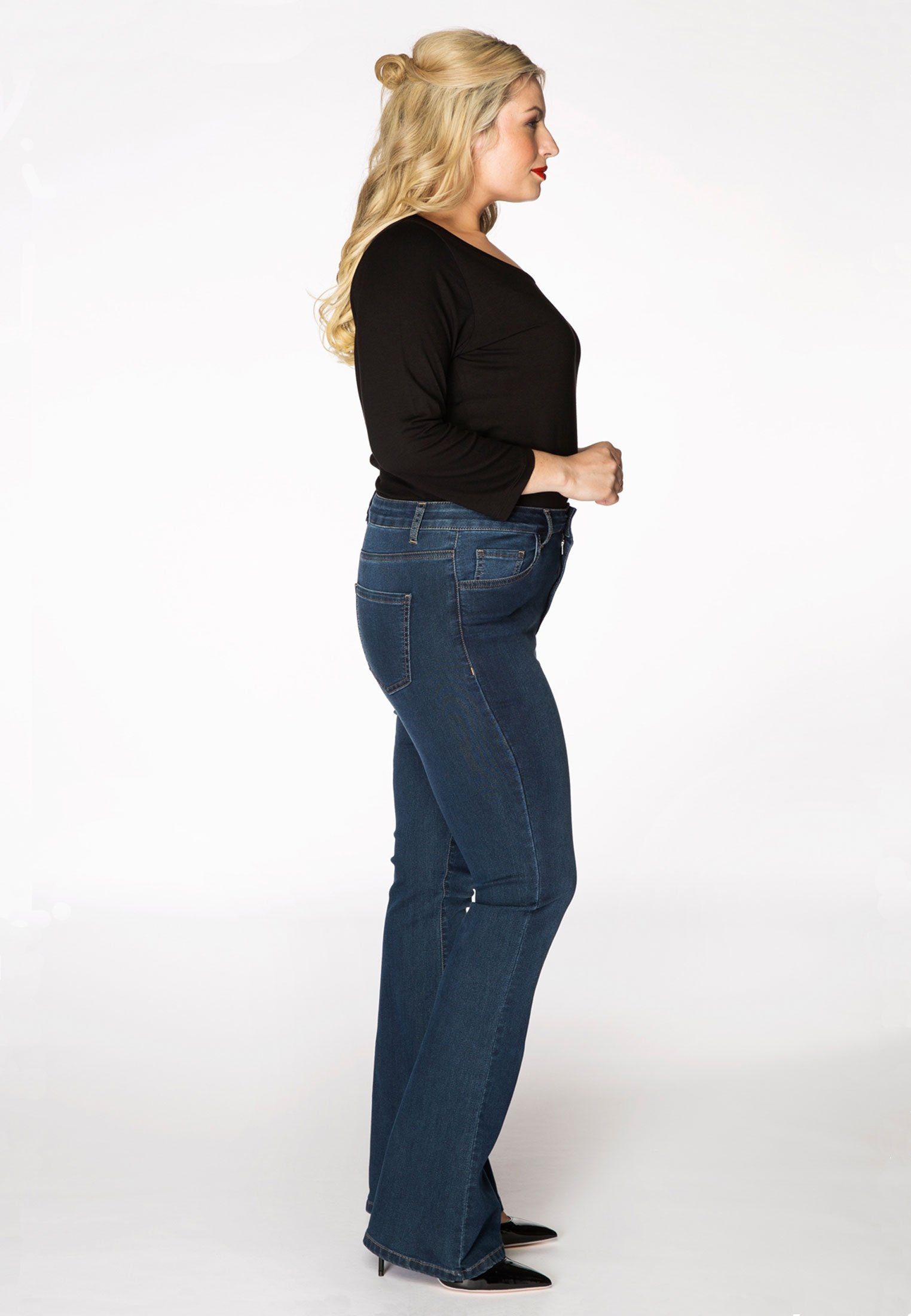 Große Yoek indigo dark High-waist-Jeans Größen