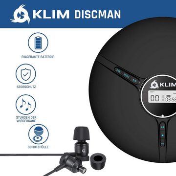 KLIM Tragbarer Discman, inklusive Kopfhörer Stereo-CD Player (hochwertiger CD-Spieler für unverwechselbares Hörerlebnis)