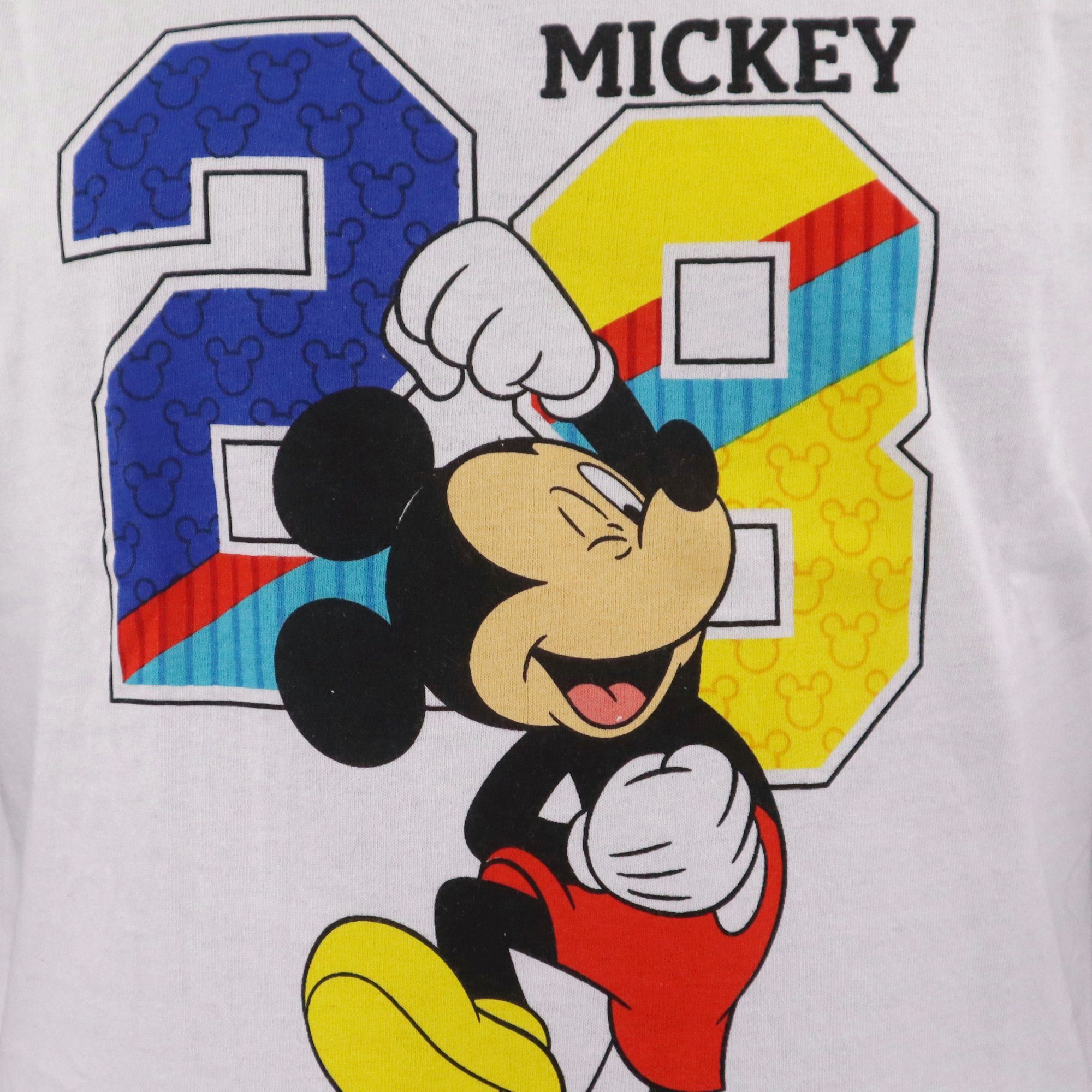 Disney Mickey Maus 128 Kinder Jungen Pyjama Mickey bis 98 Mouse Gr. Weiß Schlafanzug