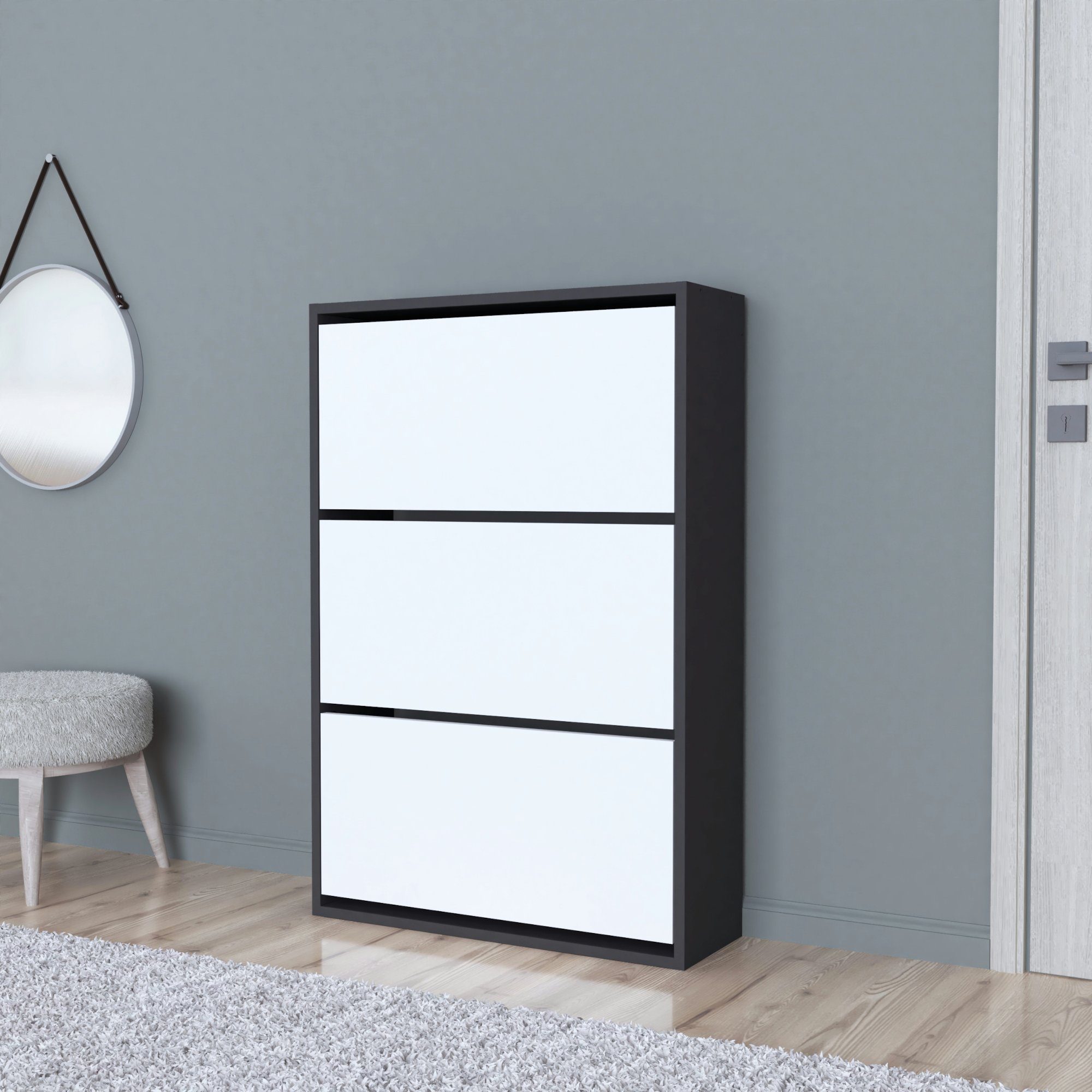 en.casa Schuhschrank »Aurskog« mit Kipptüren 110x73 günstig online kaufen