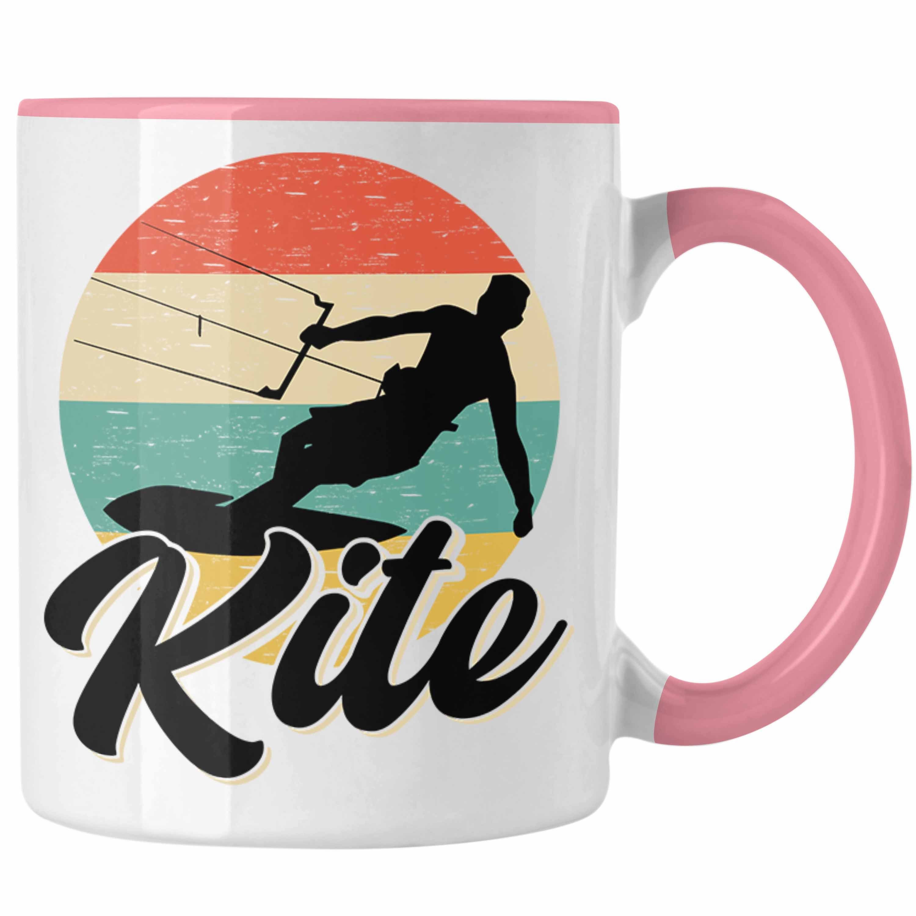 Geschenk Grafik Vintage Kitesurfer für Trendation Tasse Geschenkidee Tasse Rosa Kitesurfing