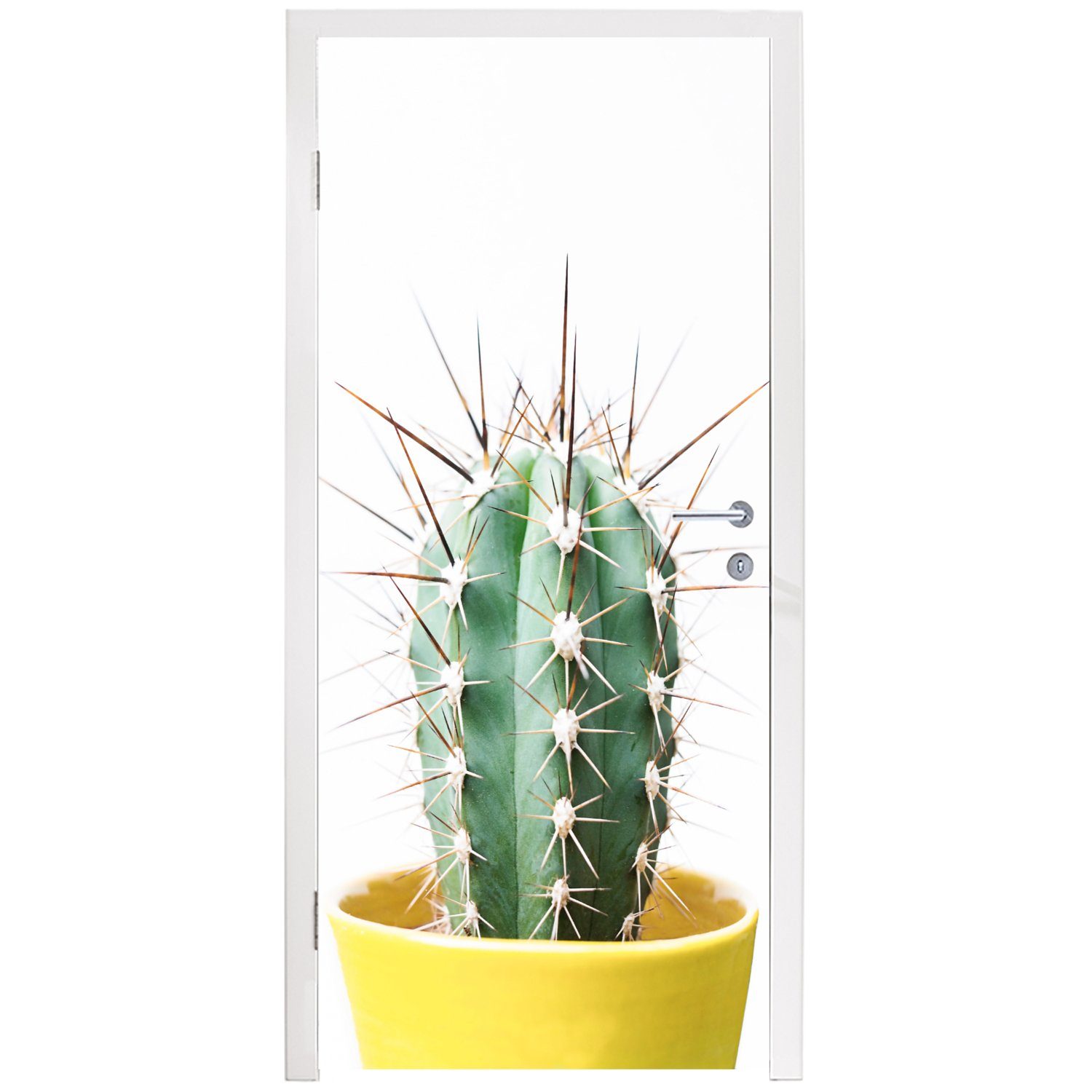 Grün, St), Kaktus - Türaufkleber, Natur bedruckt, MuchoWow - - cm Türtapete 75x205 Fototapete für Tür, (1 Pflanzen Matt,
