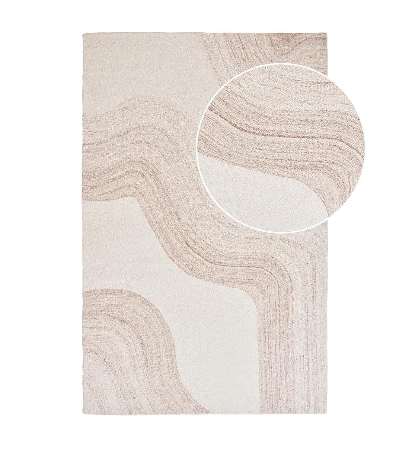 House Nordic Teppich SURAT, 160 x 230 cm, Beige, Hellbraun, Wolle, rechteckig, handgetuftet